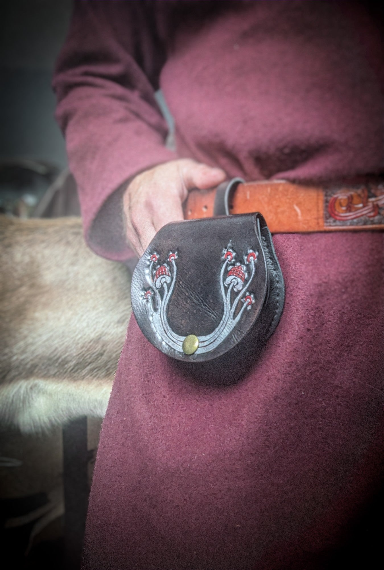 Amanita Mushrooms - Small Leather Belt Bag