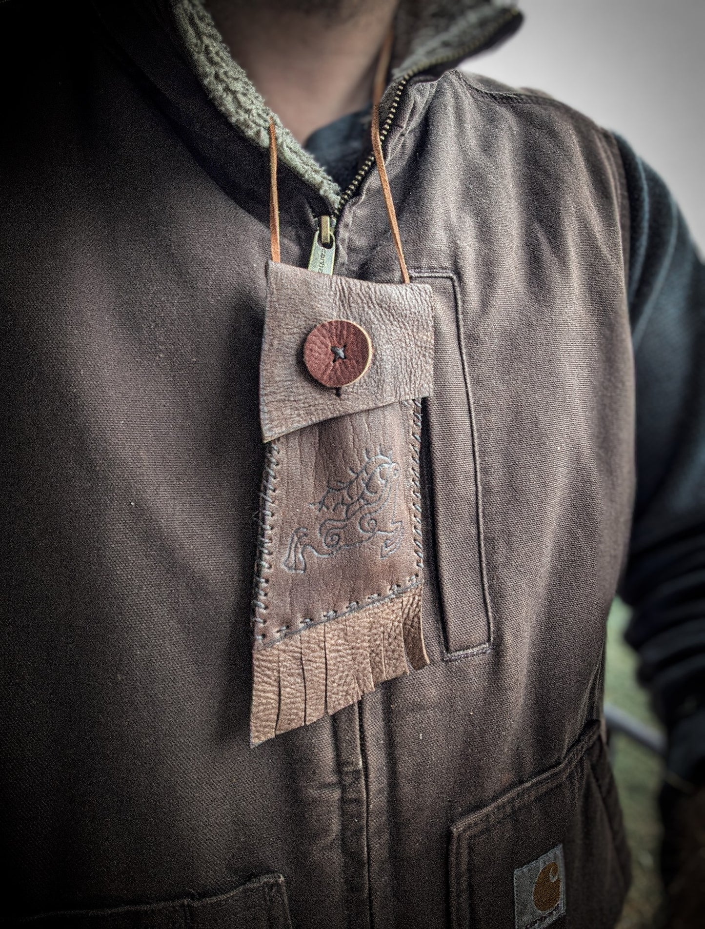 Neolithic Neck Pouch - Wearable Leather Trail Bag