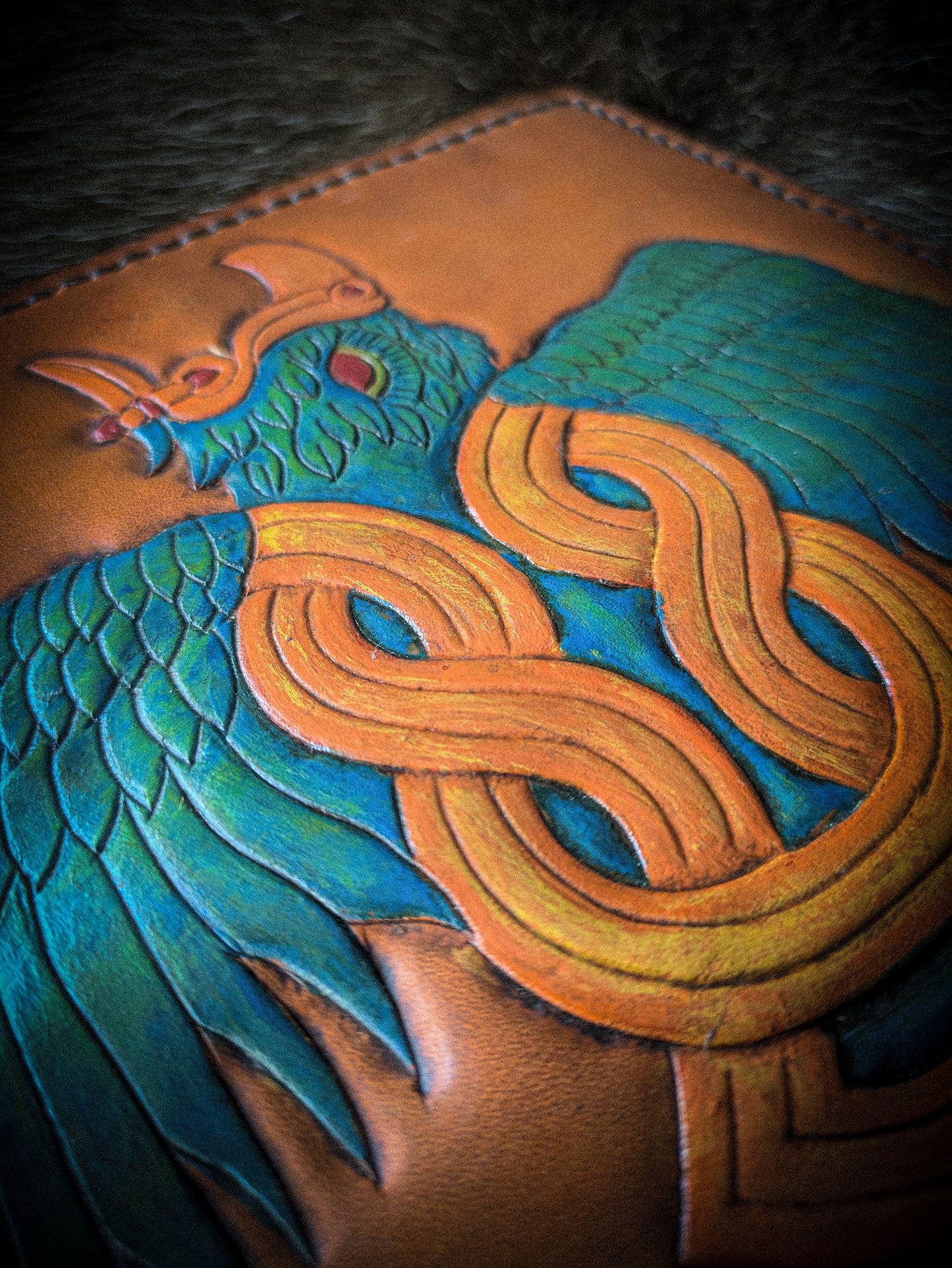Leather Tall Wallet - Quetzal Bird