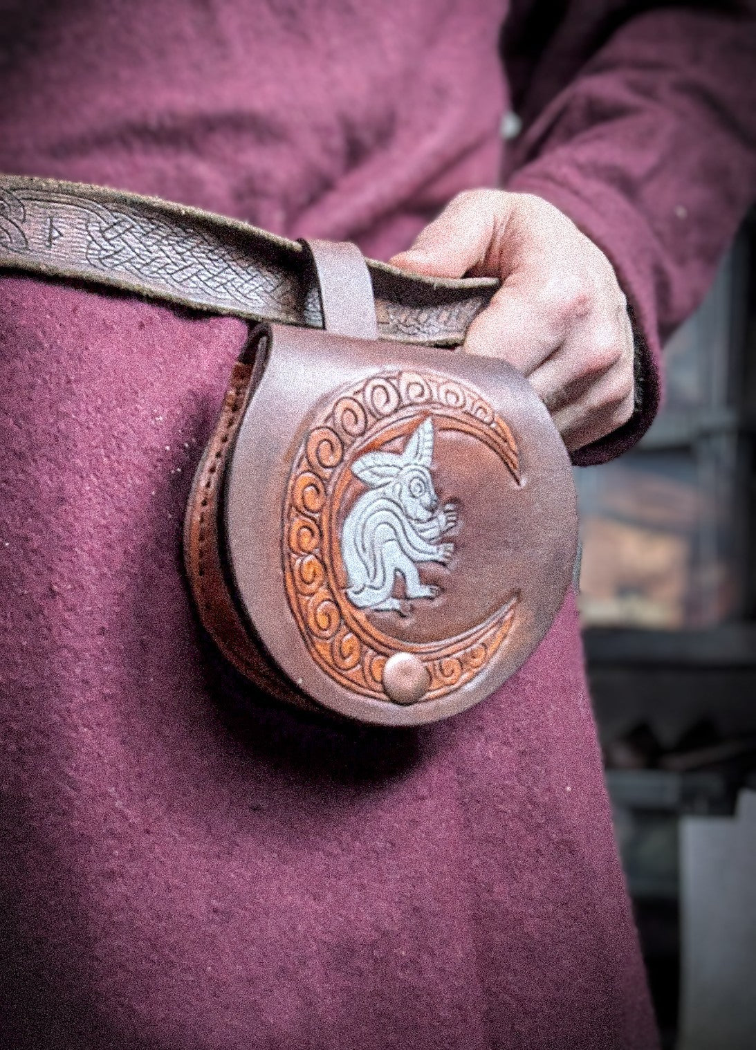 Small Leather Belt Bag - Rabbit Moon