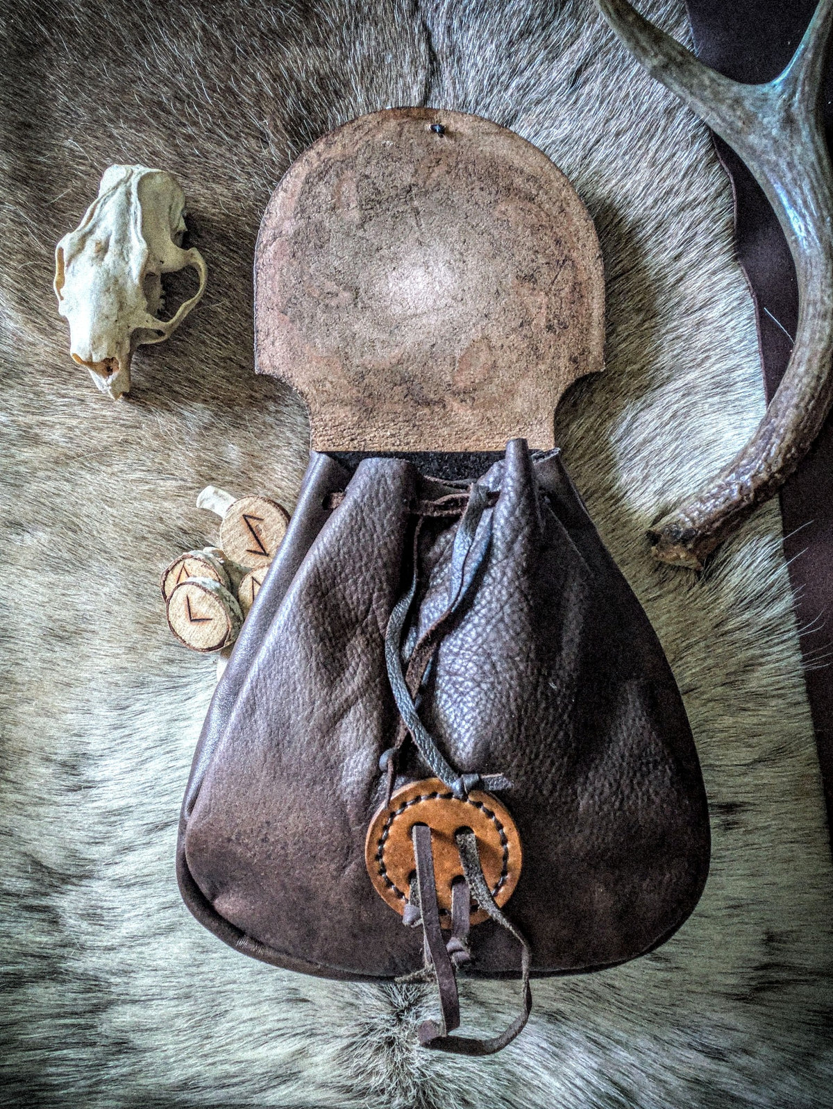 Leather Belt Bag - Germanic Ravens