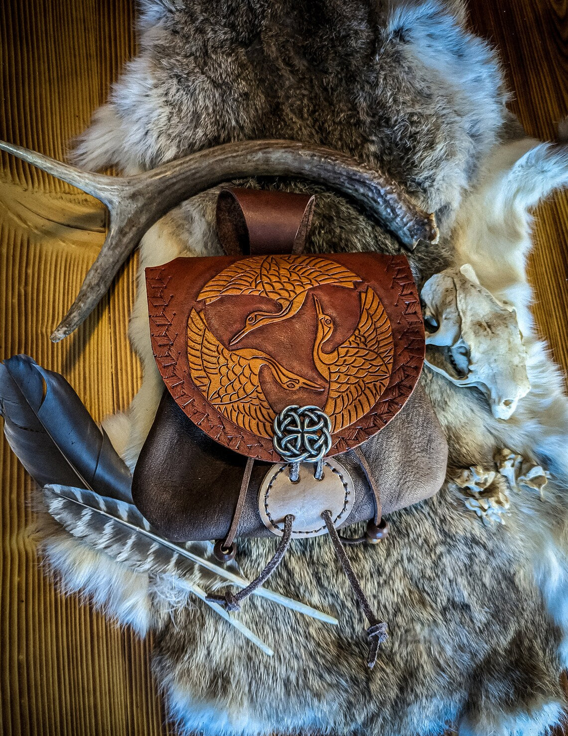Three Cranes - Leather Belt Bag