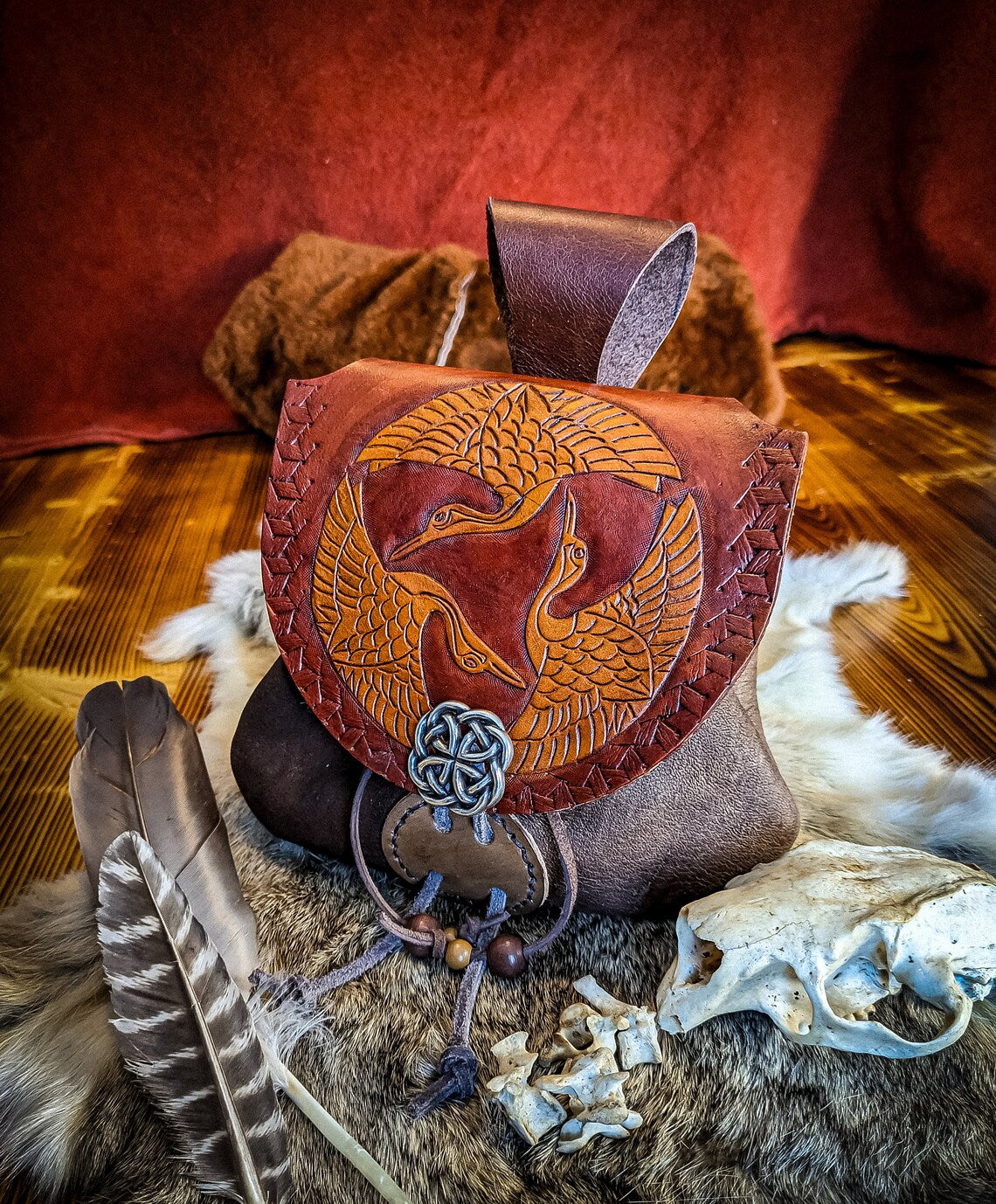 Three Cranes - Leather Belt Bag