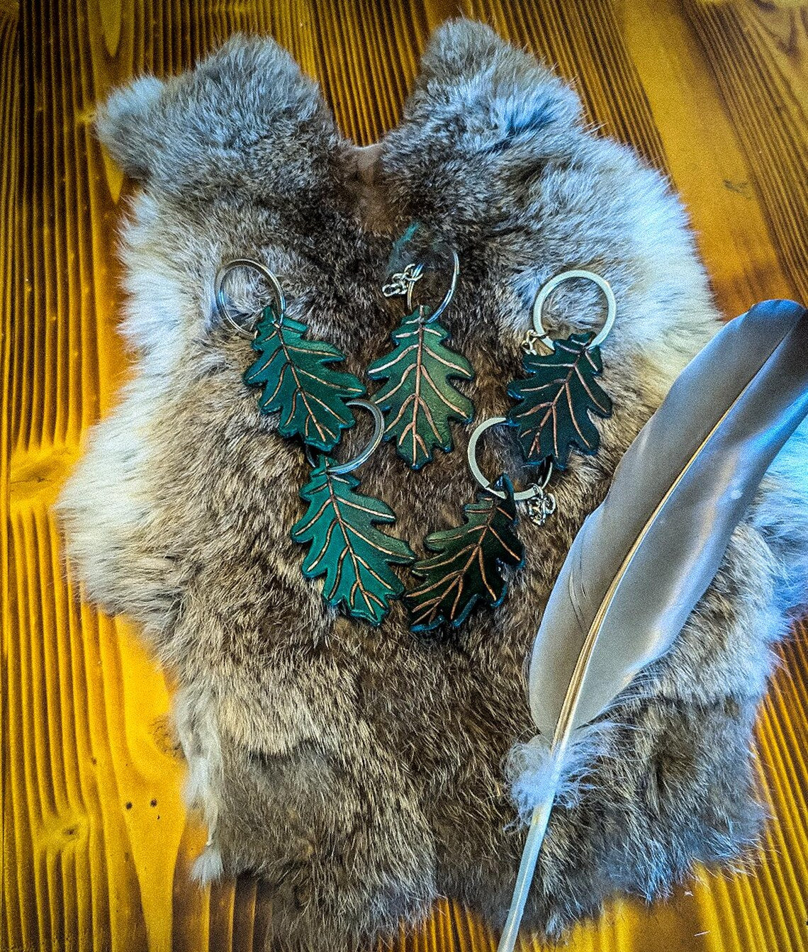 Leather Leaf Keychain
