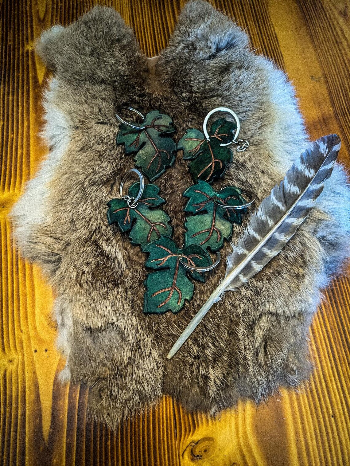 Leather Leaf Keychain