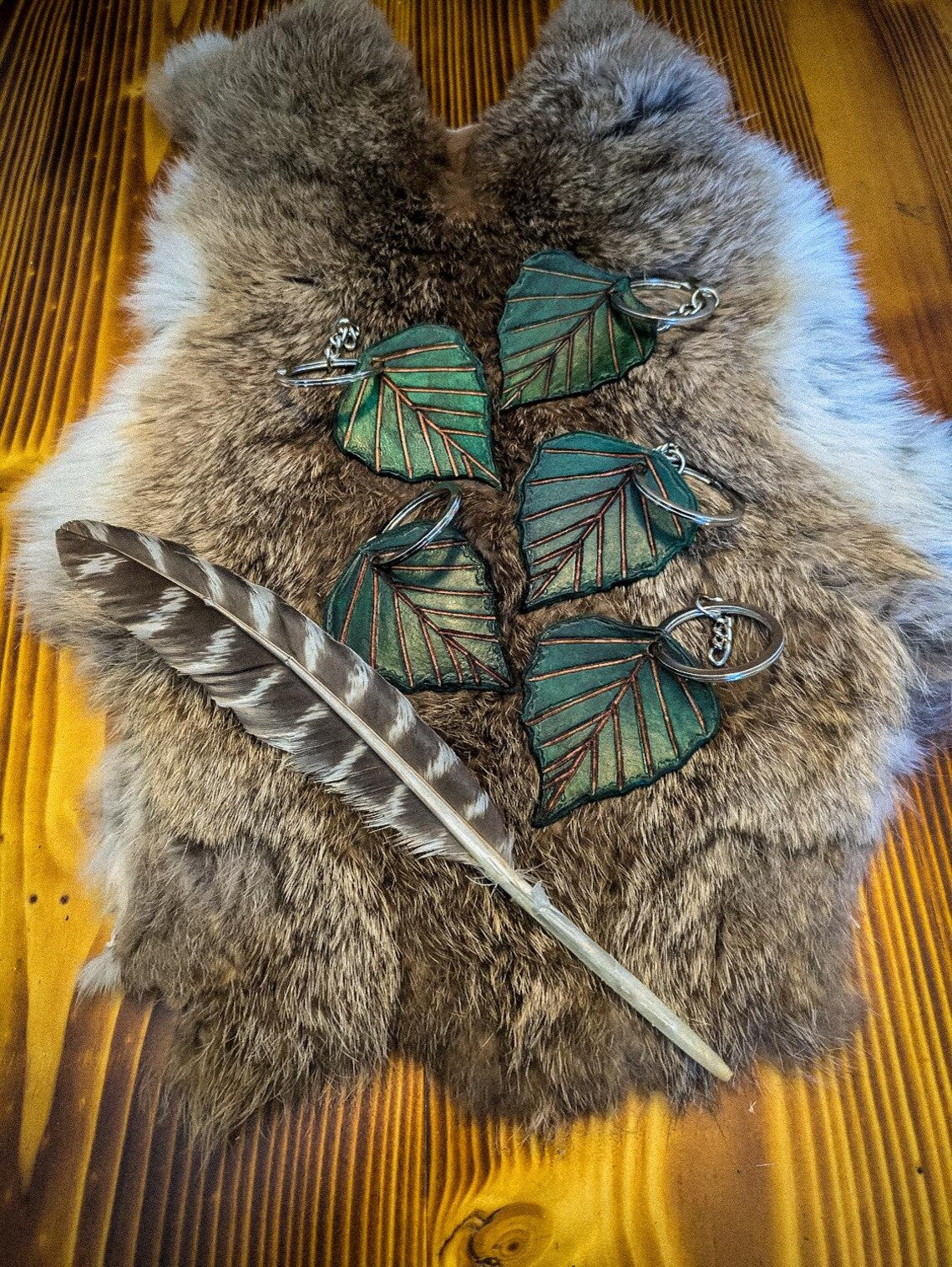 Leather Leaf Keychain