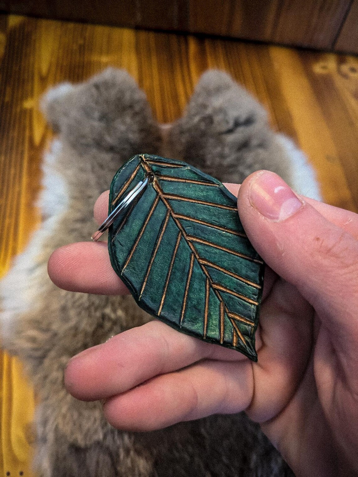 Leather Leaf Keychain