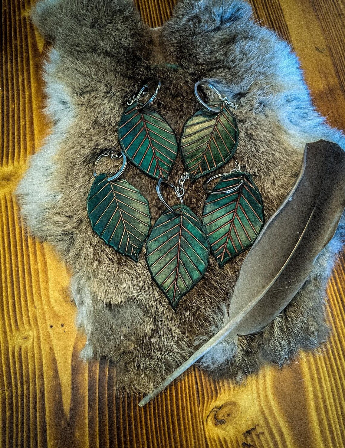 Leather Leaf Keychain