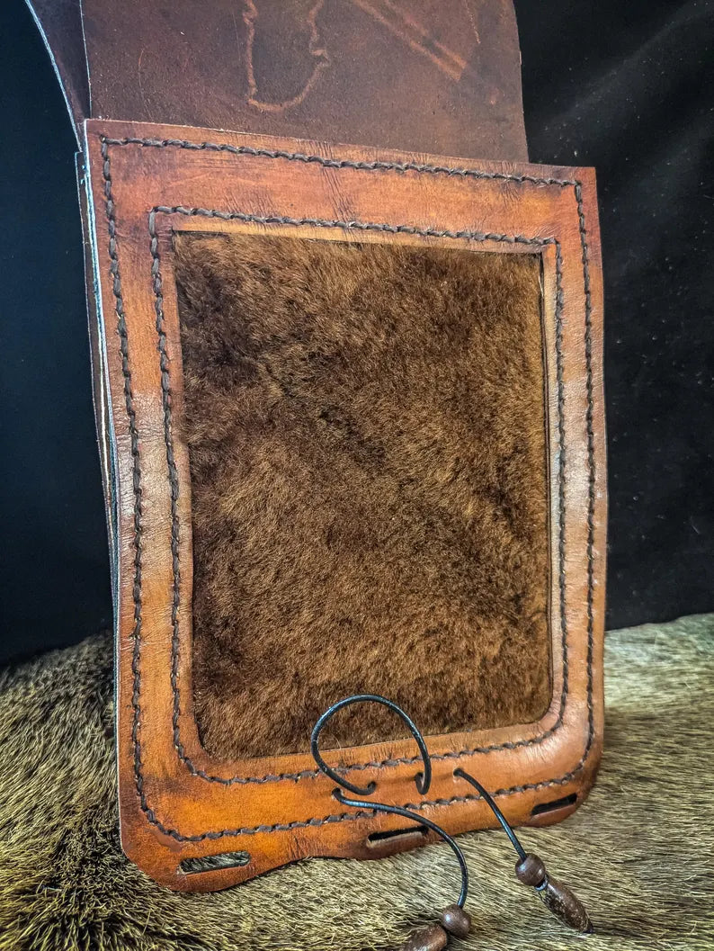 Leather Hunting Satchel - Blackpowder Shoulder Bag with Sheepskin