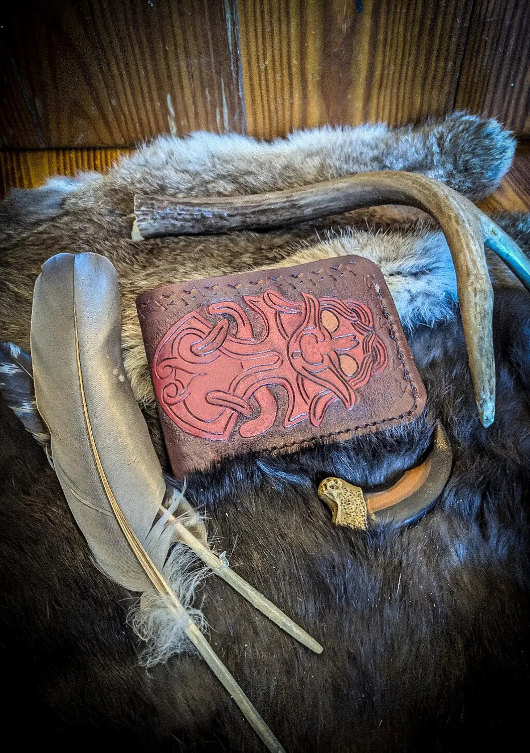 The Horns of Odin - Viking Bifold Leather Wallet