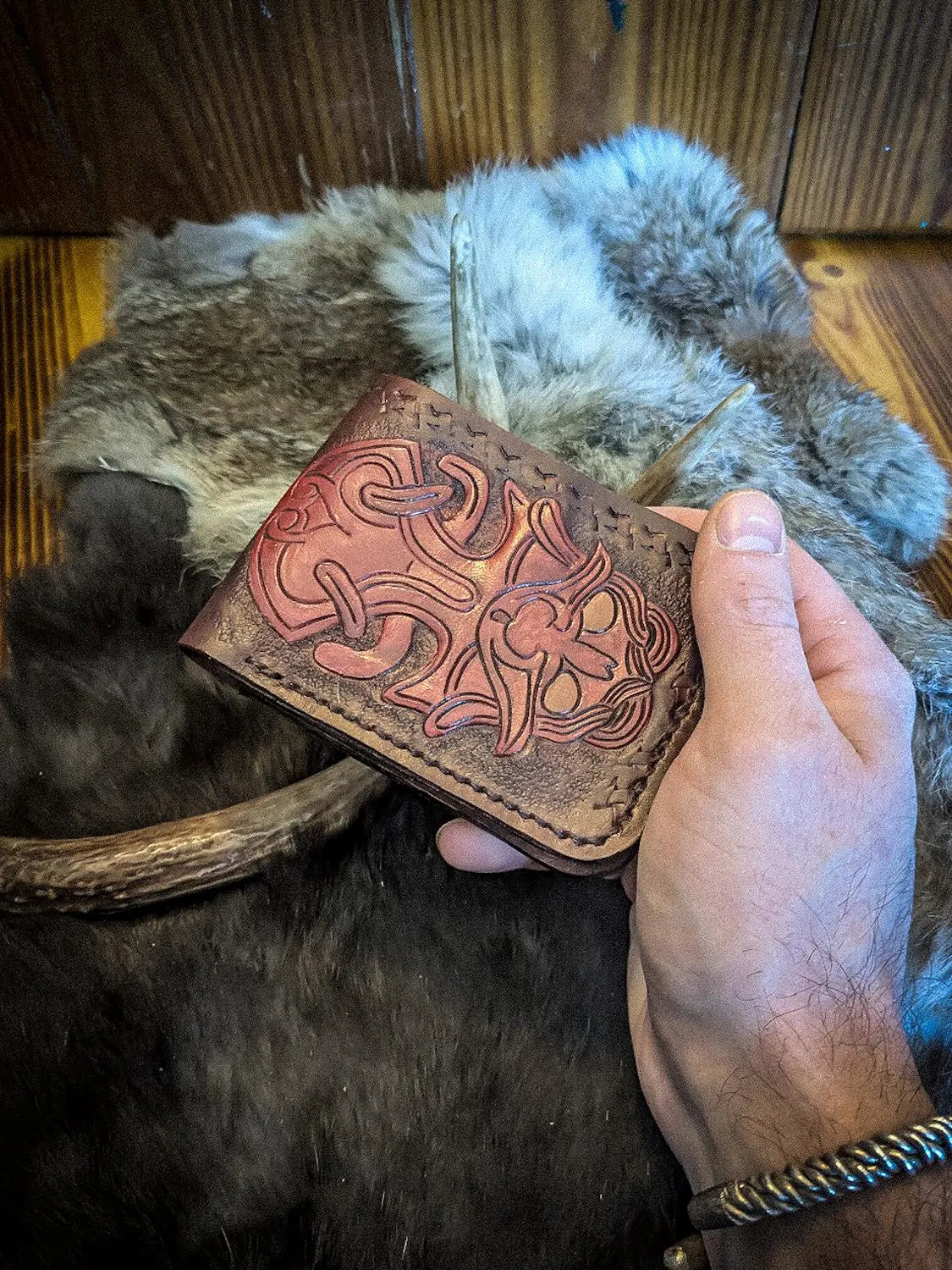 The Horns of Odin - Viking Bifold Leather Wallet