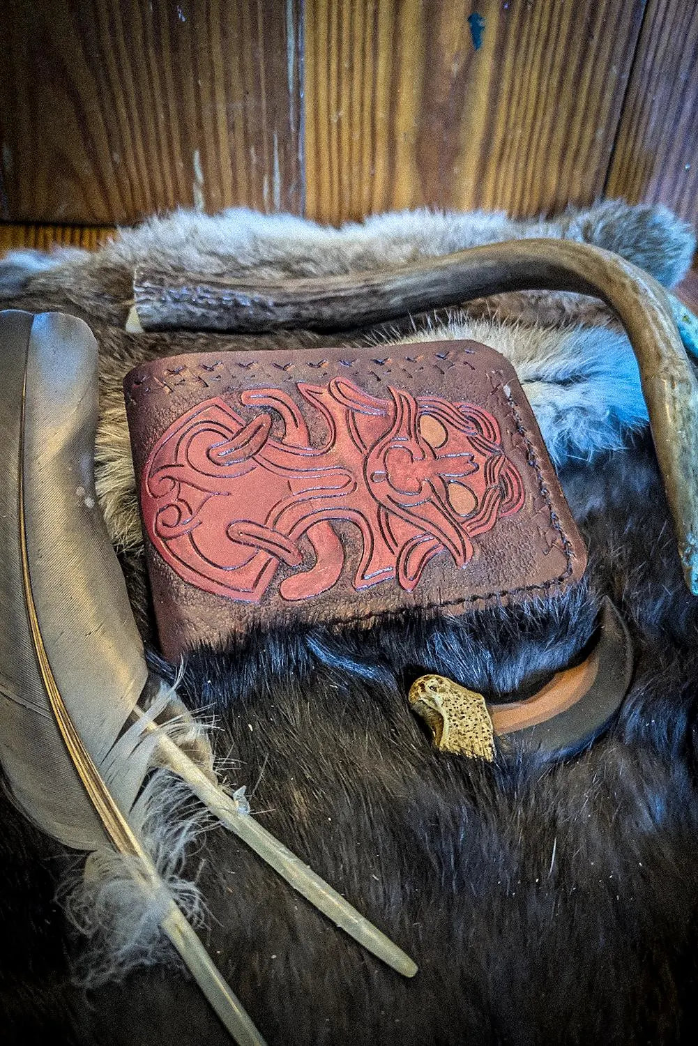 The Horns of Odin - Viking Bifold Leather Wallet