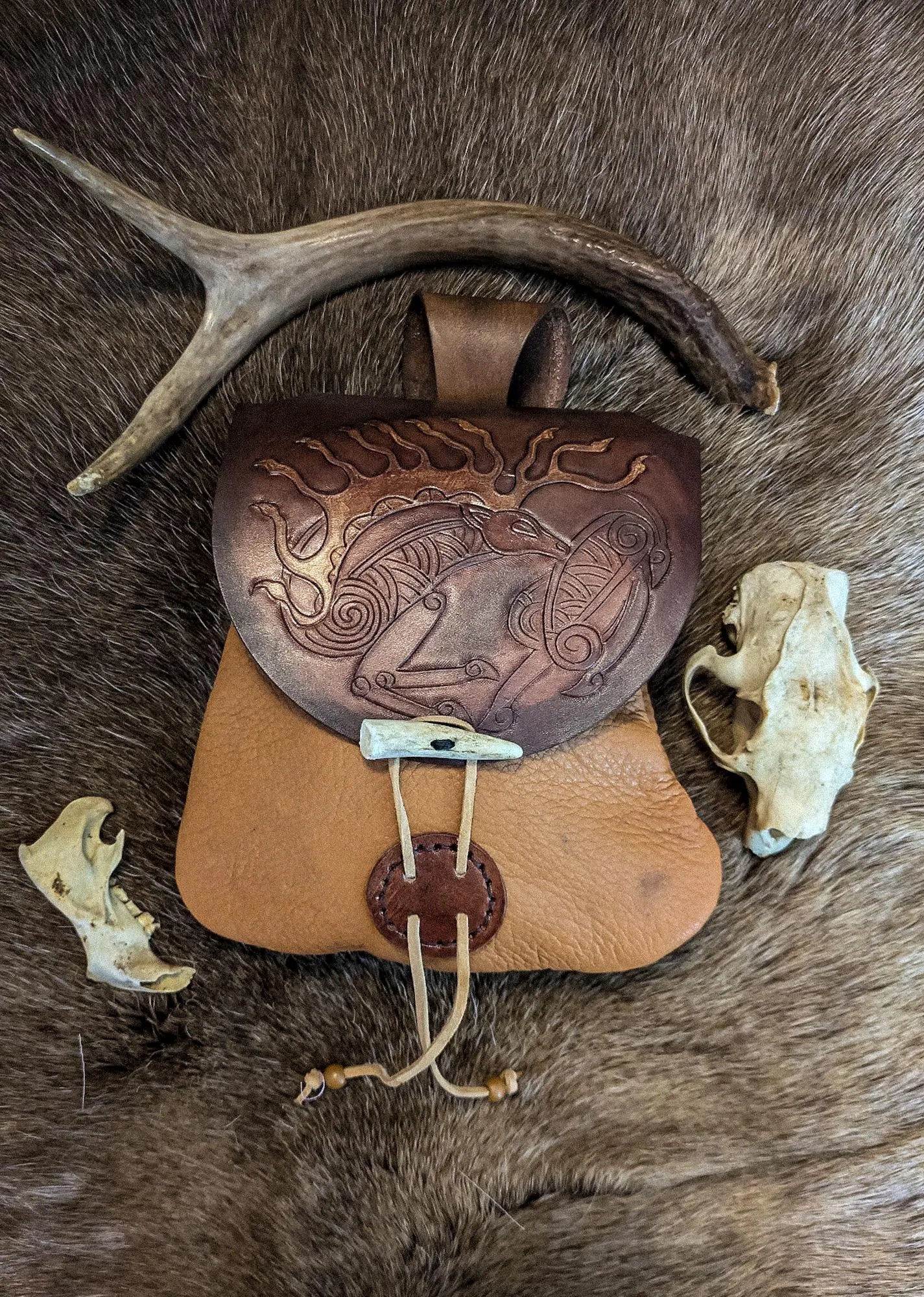 Scythian Stag - Leather Belt Bag