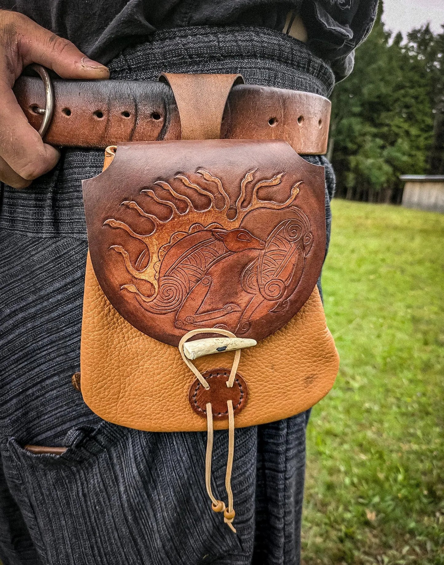Scythian Stag - Leather Belt Bag