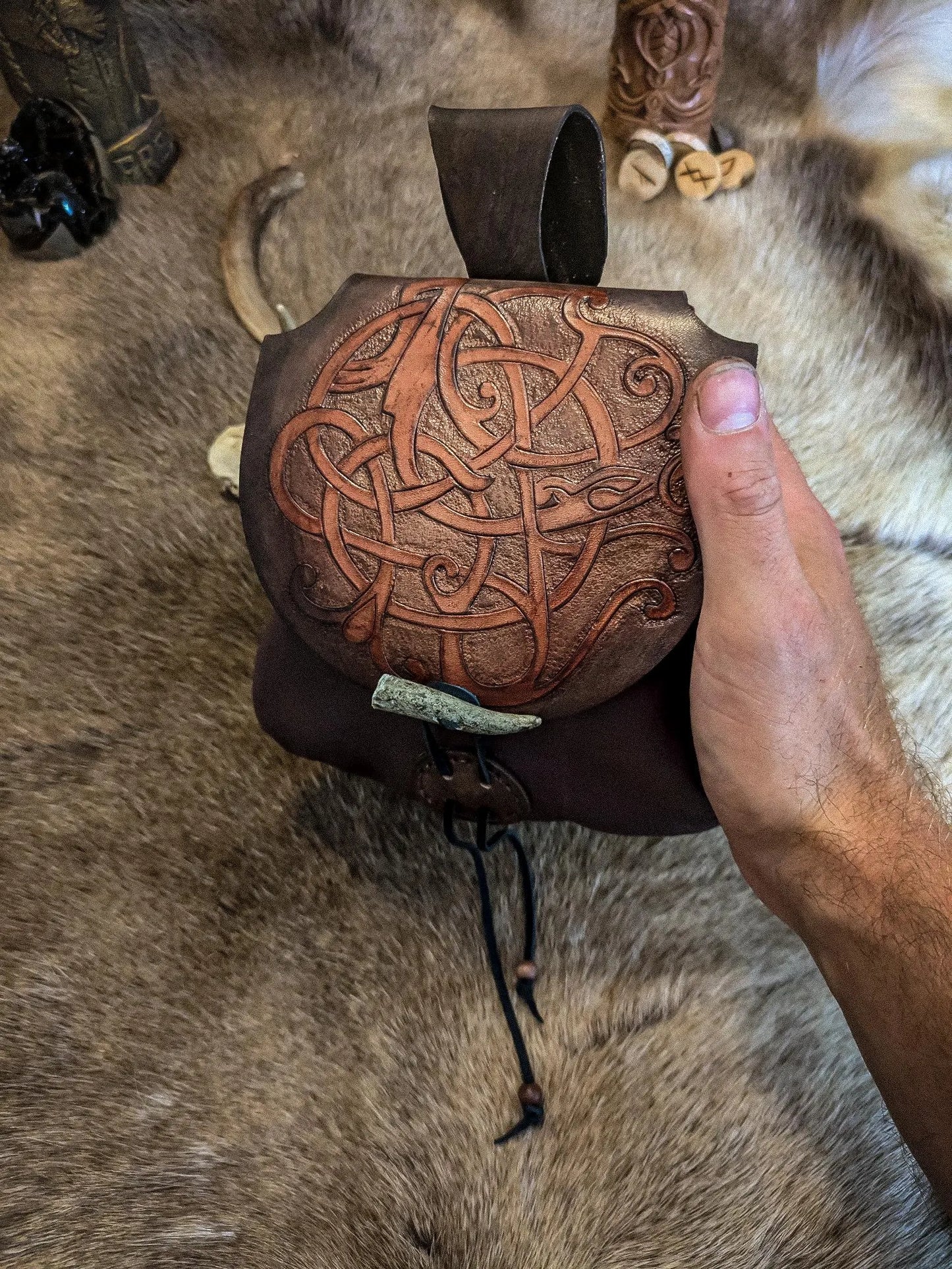 Runestone Serpent - Leather Belt Bag
