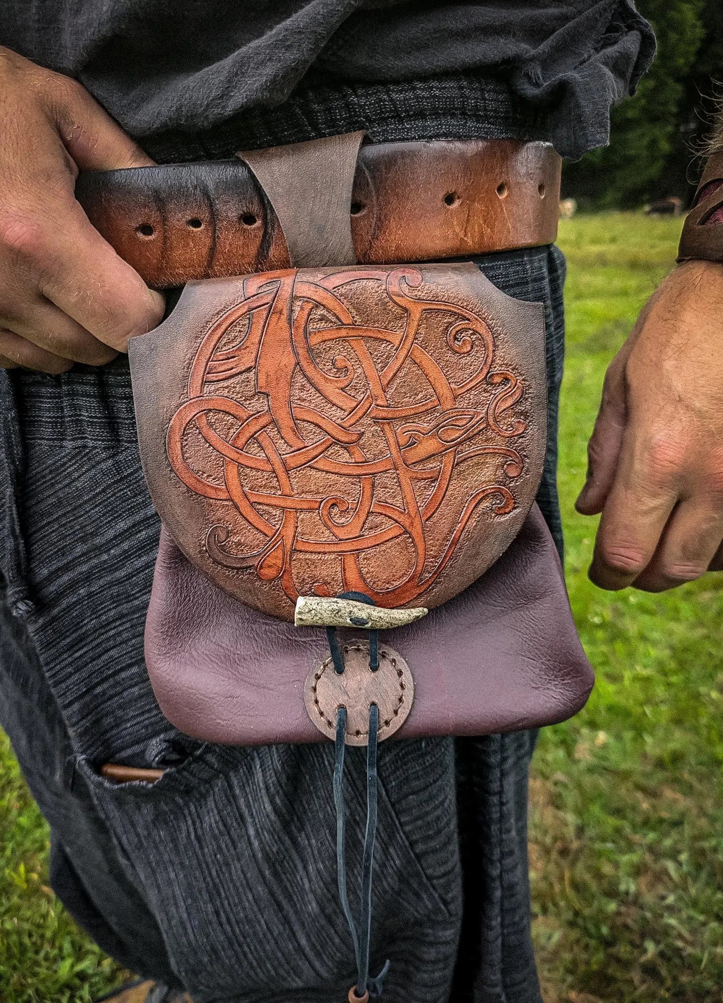 Runestone Serpent - Leather Belt Bag