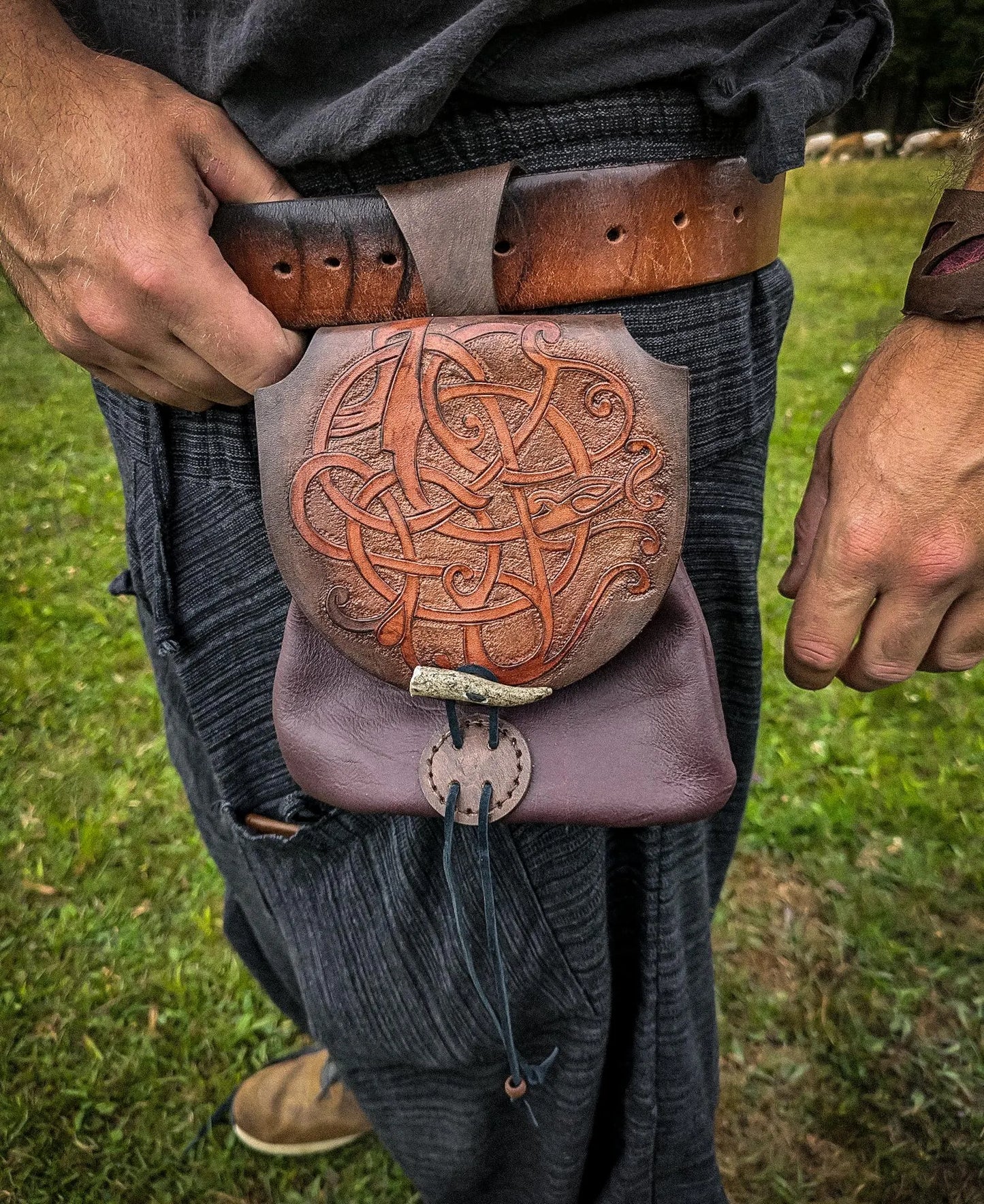 Runestone Serpent - Leather Belt Bag