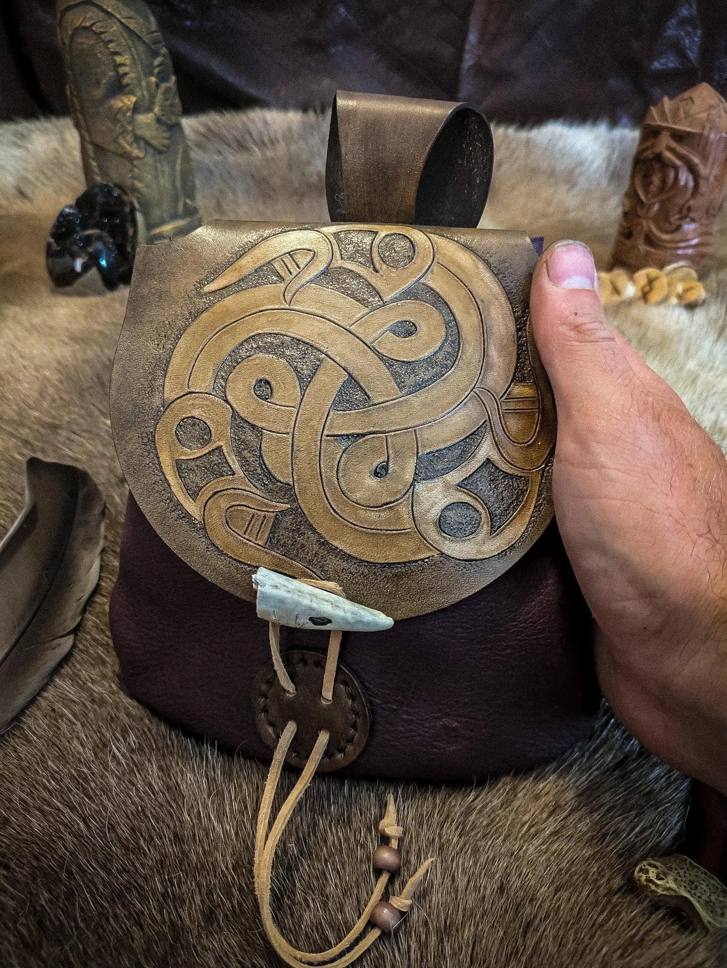 Viking Shield - Leather Belt Bag