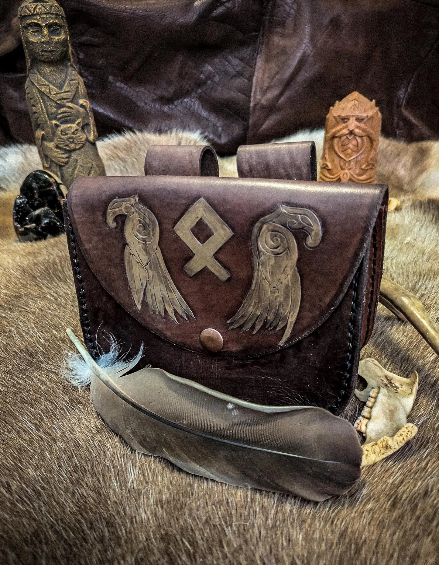 Ravens and Rune - Leather Belt Bag