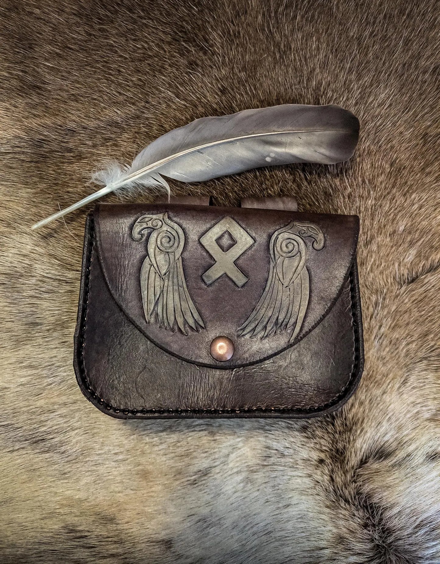 Ravens and Rune - Leather Belt Bag