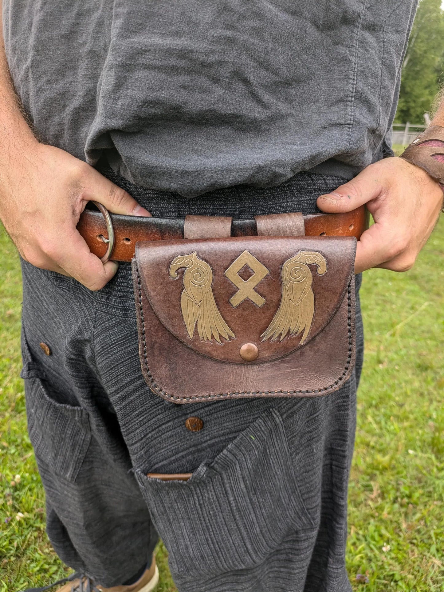 Ravens and Rune - Leather Belt Bag