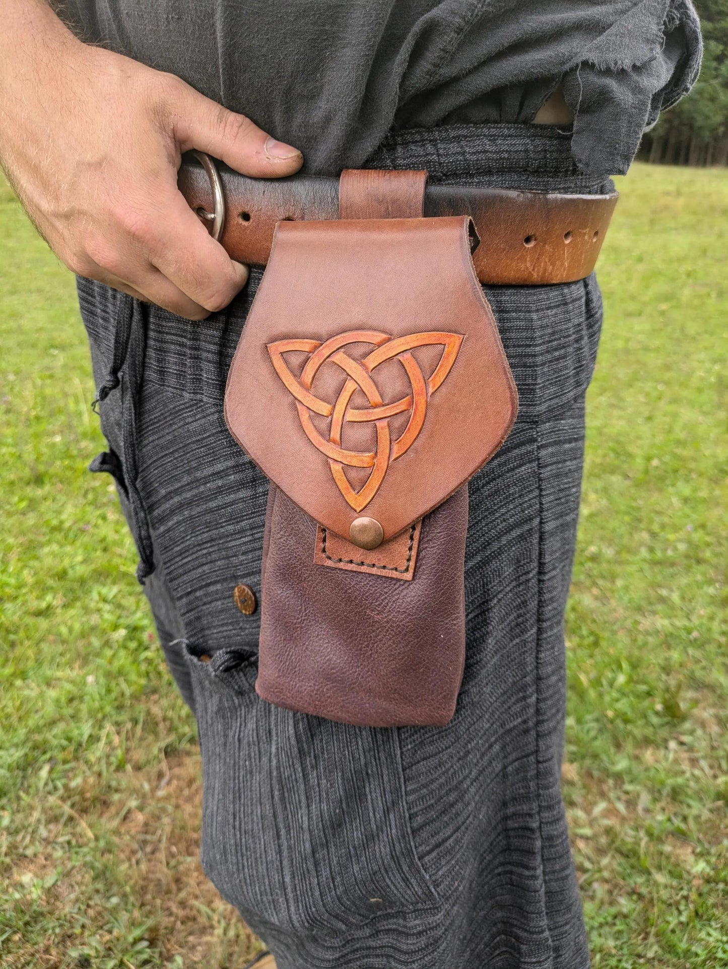 Celtic Triple Knot - Long Leather Belt Bag