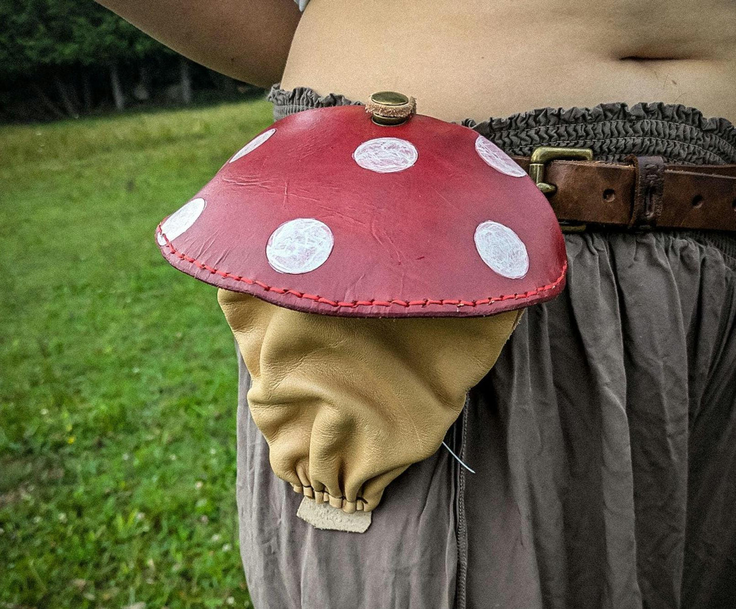 Mushroom Companion - Small Leather Belt Bag