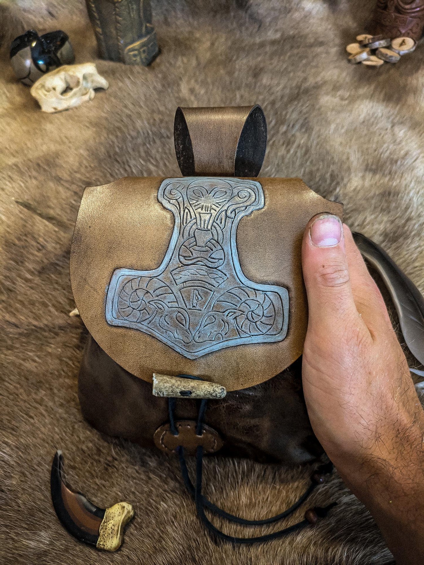 Thor's Hammer - Leather Belt Bag