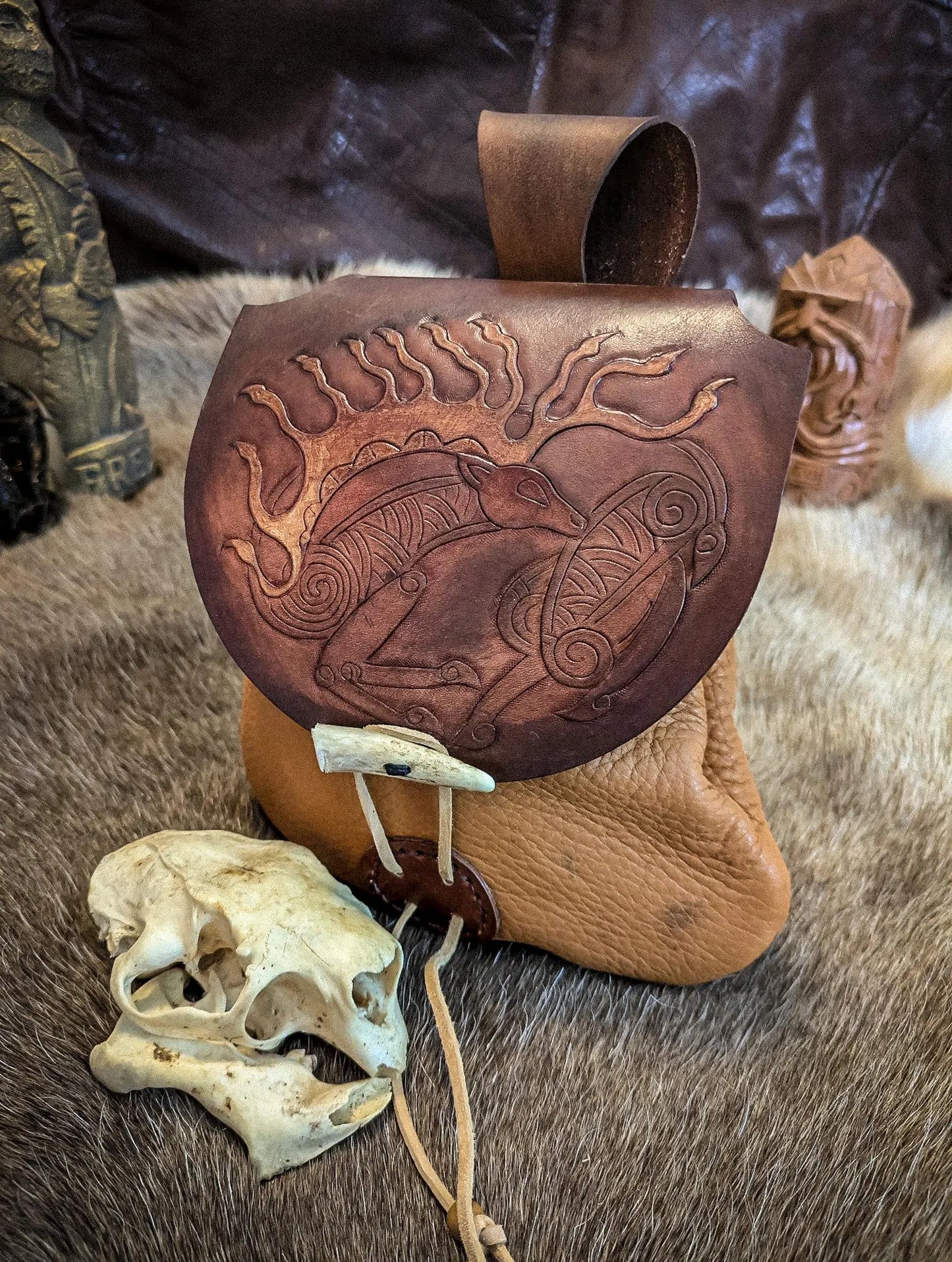 Scythian Stag - Leather Belt Bag