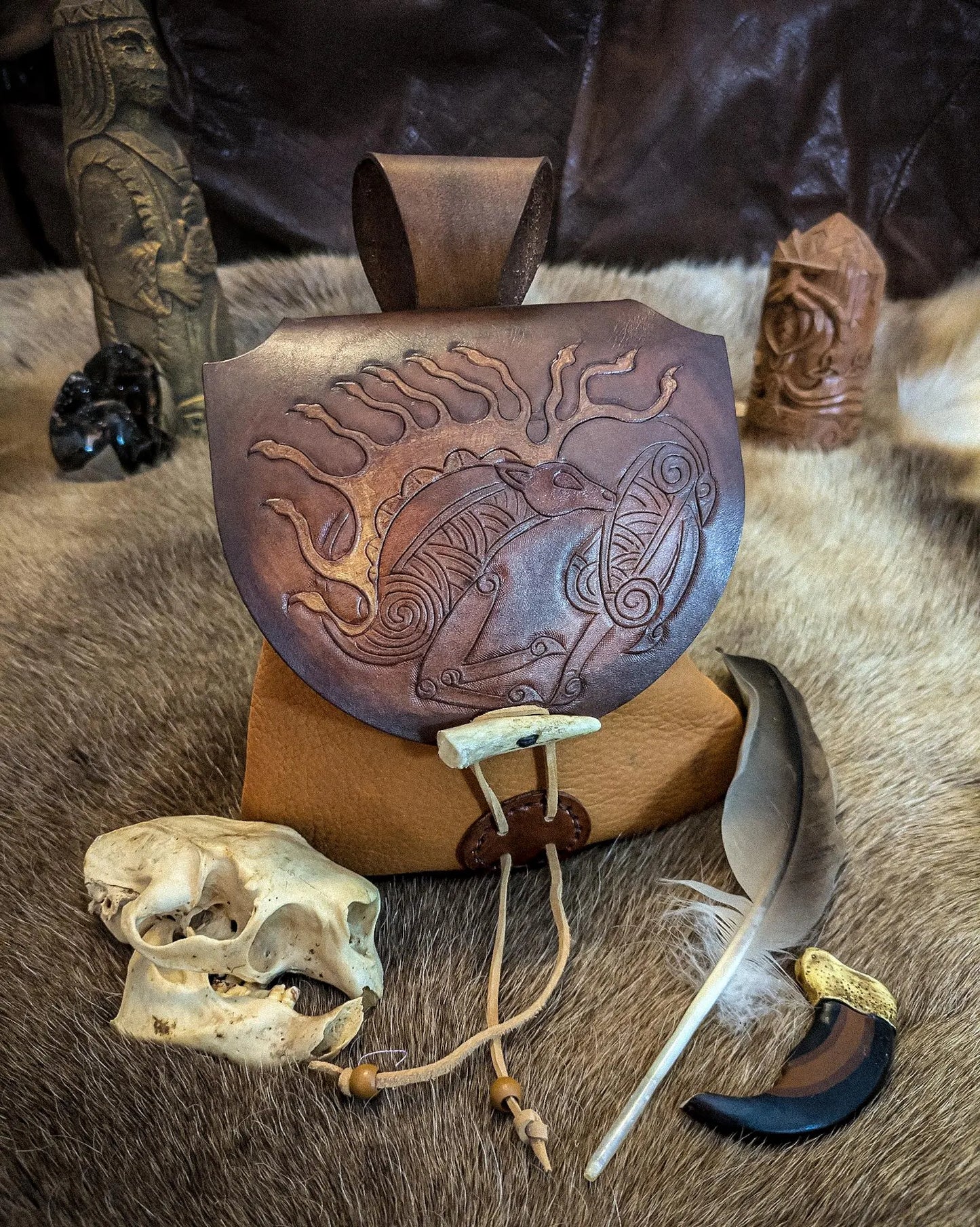 Scythian Stag - Leather Belt Bag