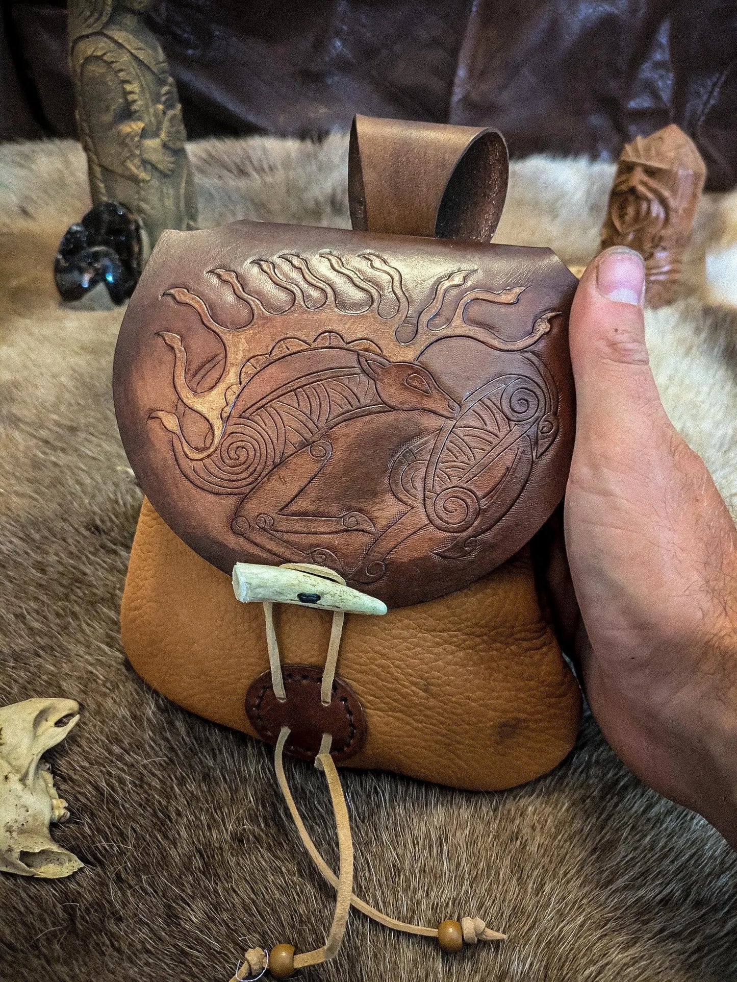 Scythian Stag - Leather Belt Bag