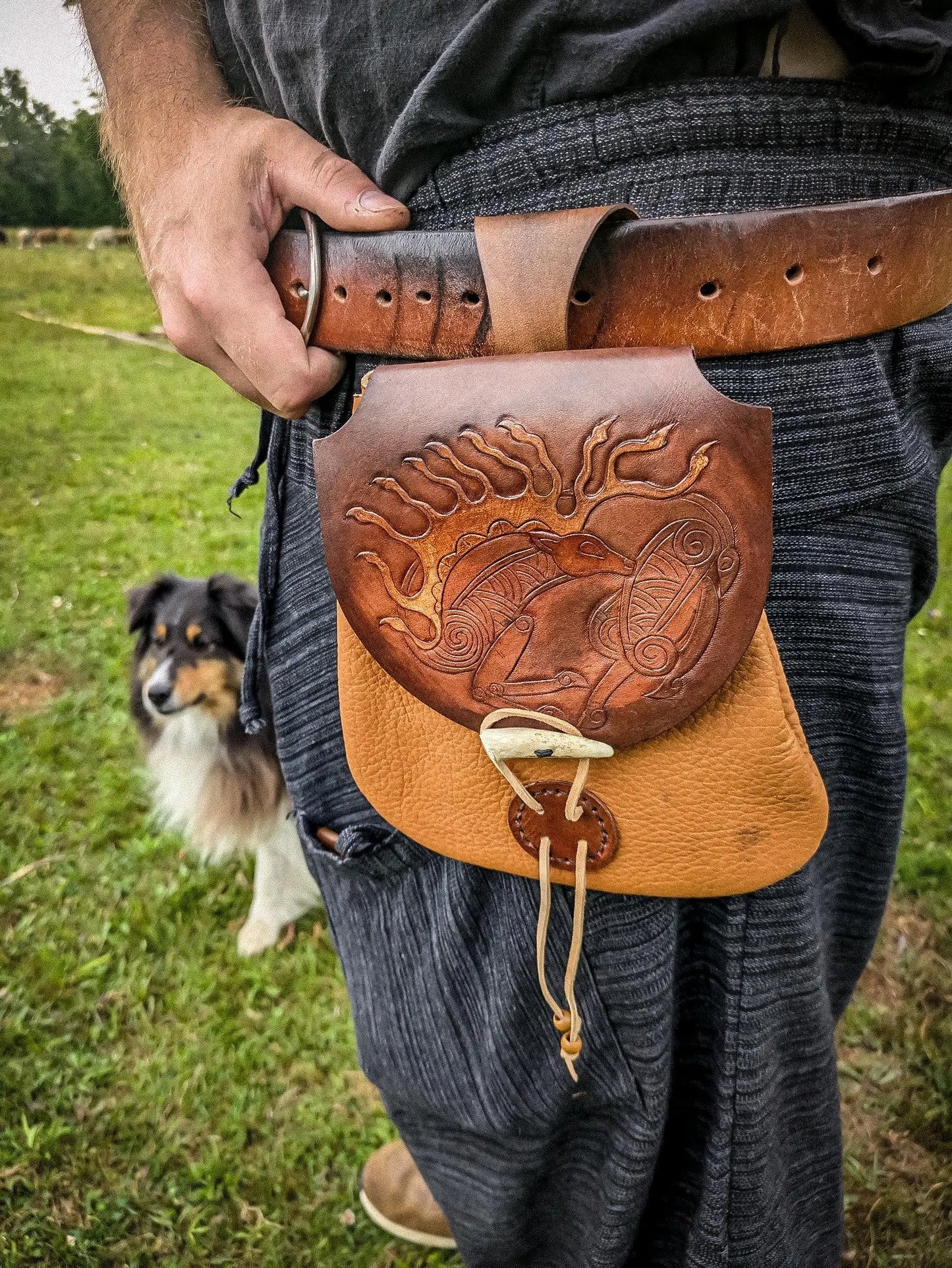 Scythian Stag - Leather Belt Bag