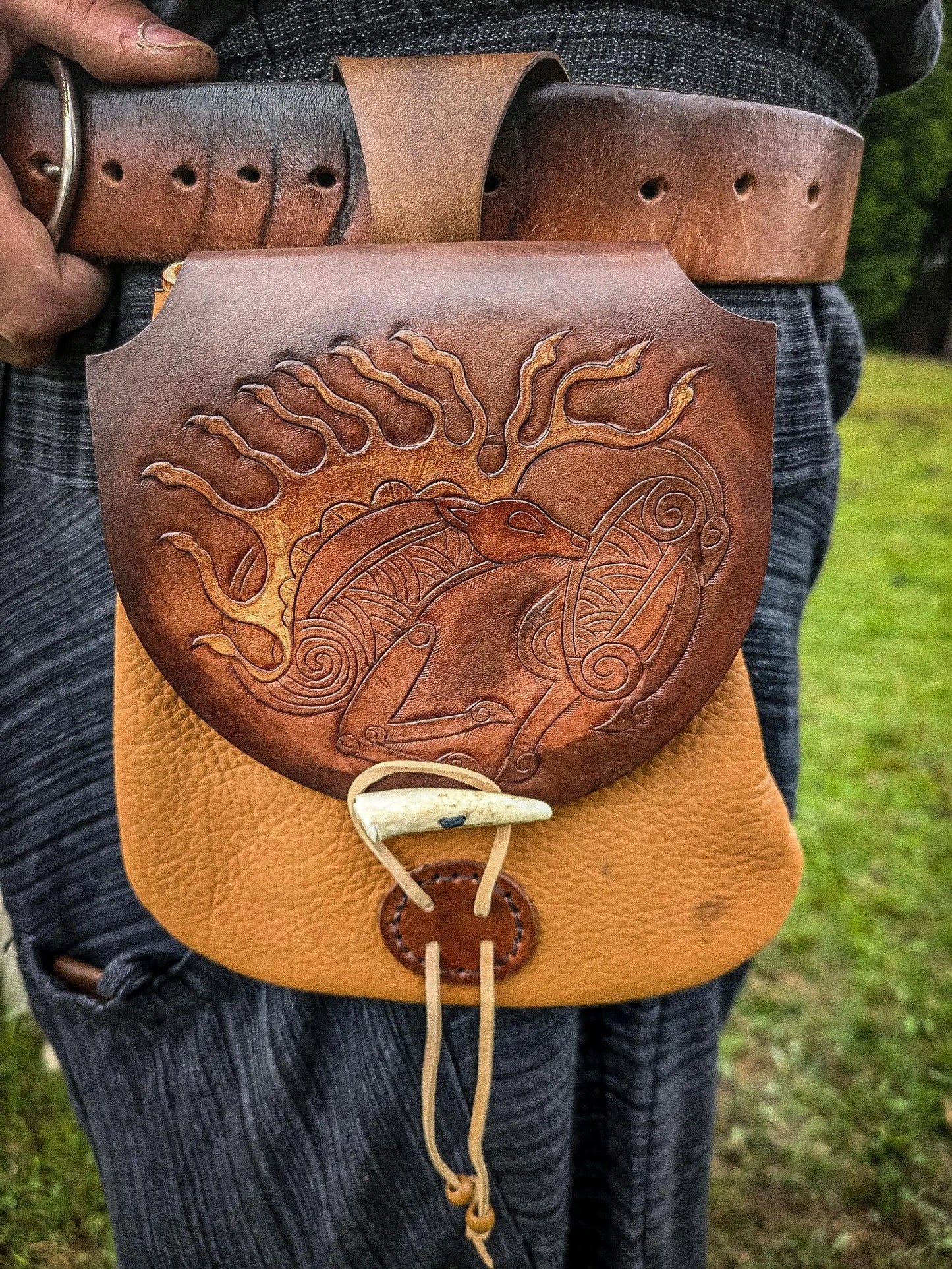 Scythian Stag - Leather Belt Bag