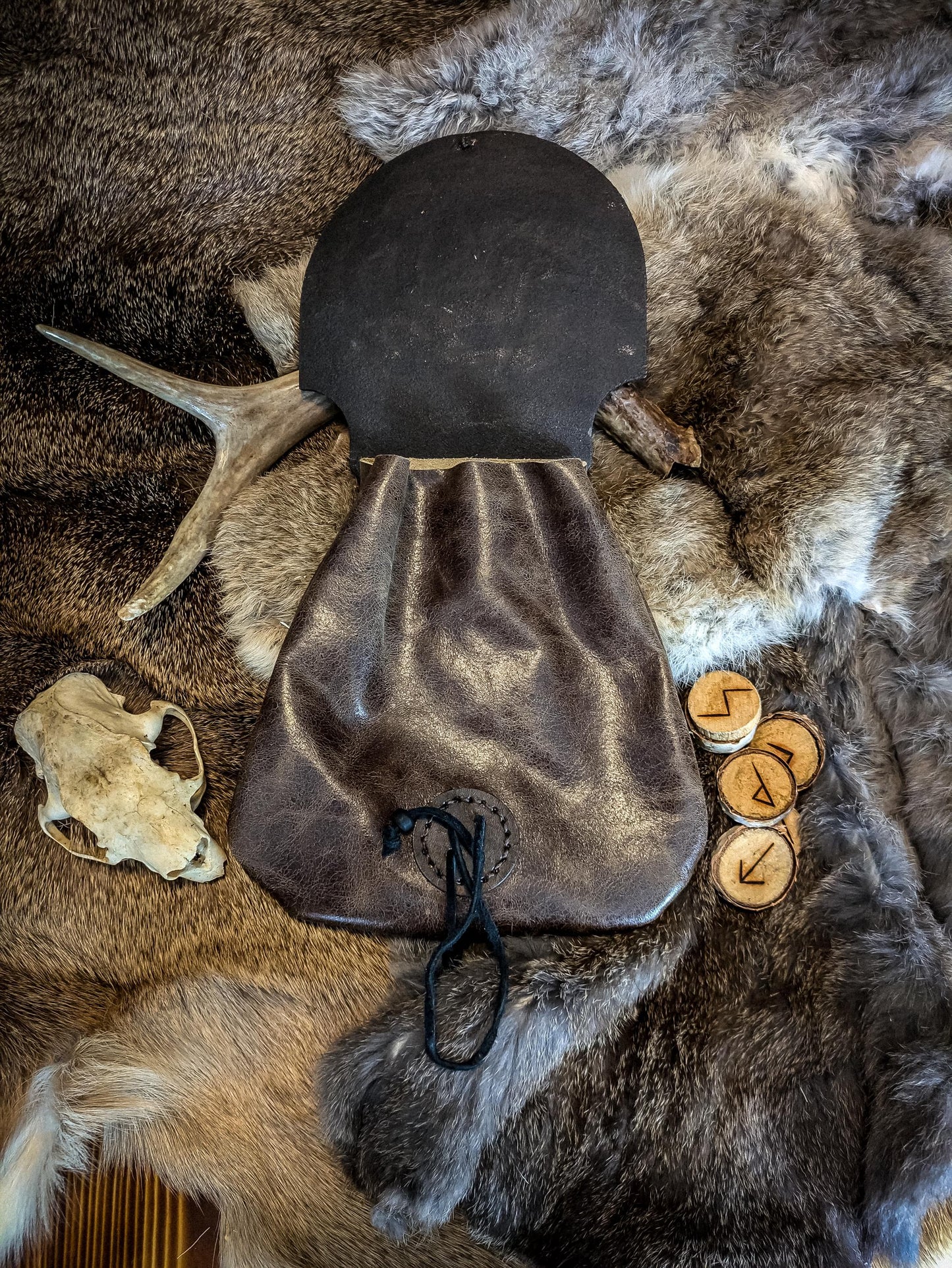 Celtic Moon and Star - Leather Belt Bag