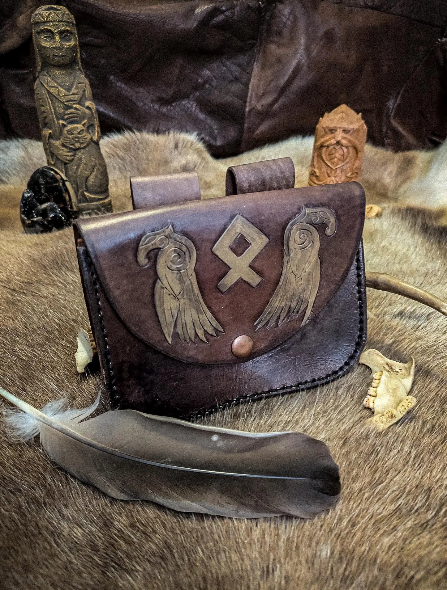 Ravens and Rune - Leather Belt Bag