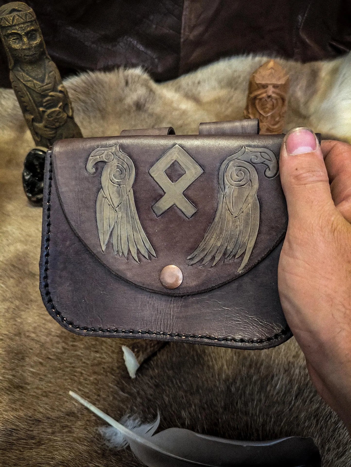 Ravens and Rune - Leather Belt Bag