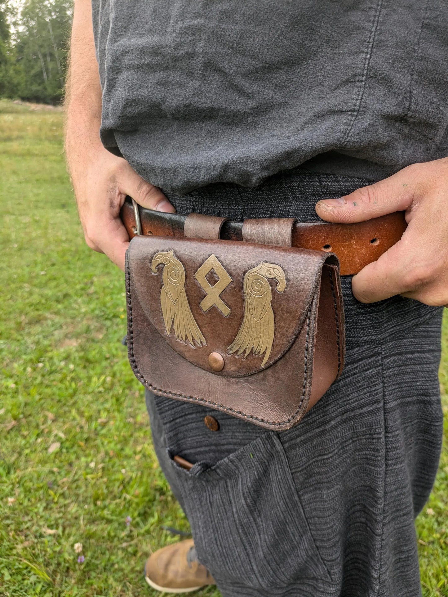 Ravens and Rune - Leather Belt Bag