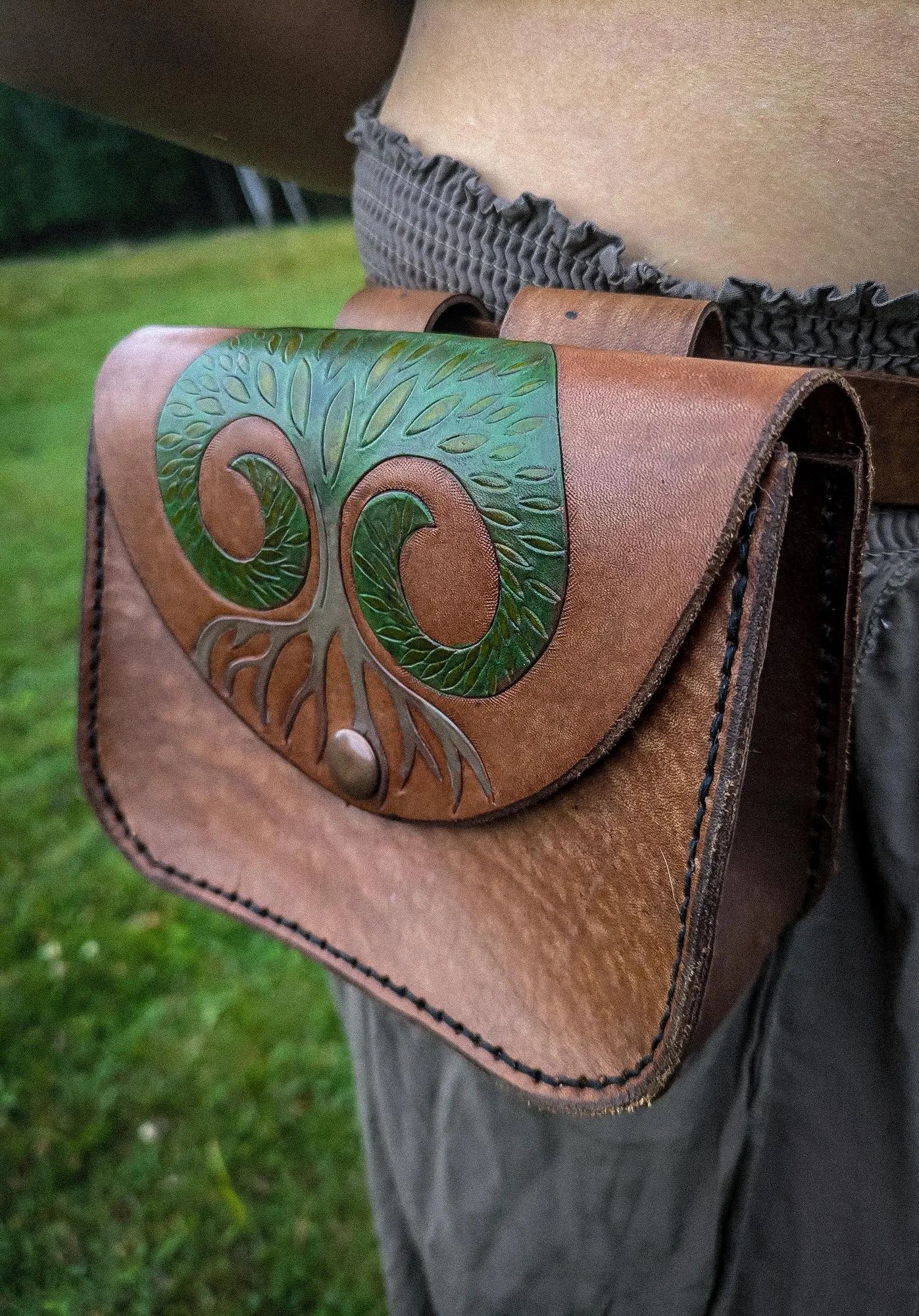 Tree of Life - Leather Belt Bag