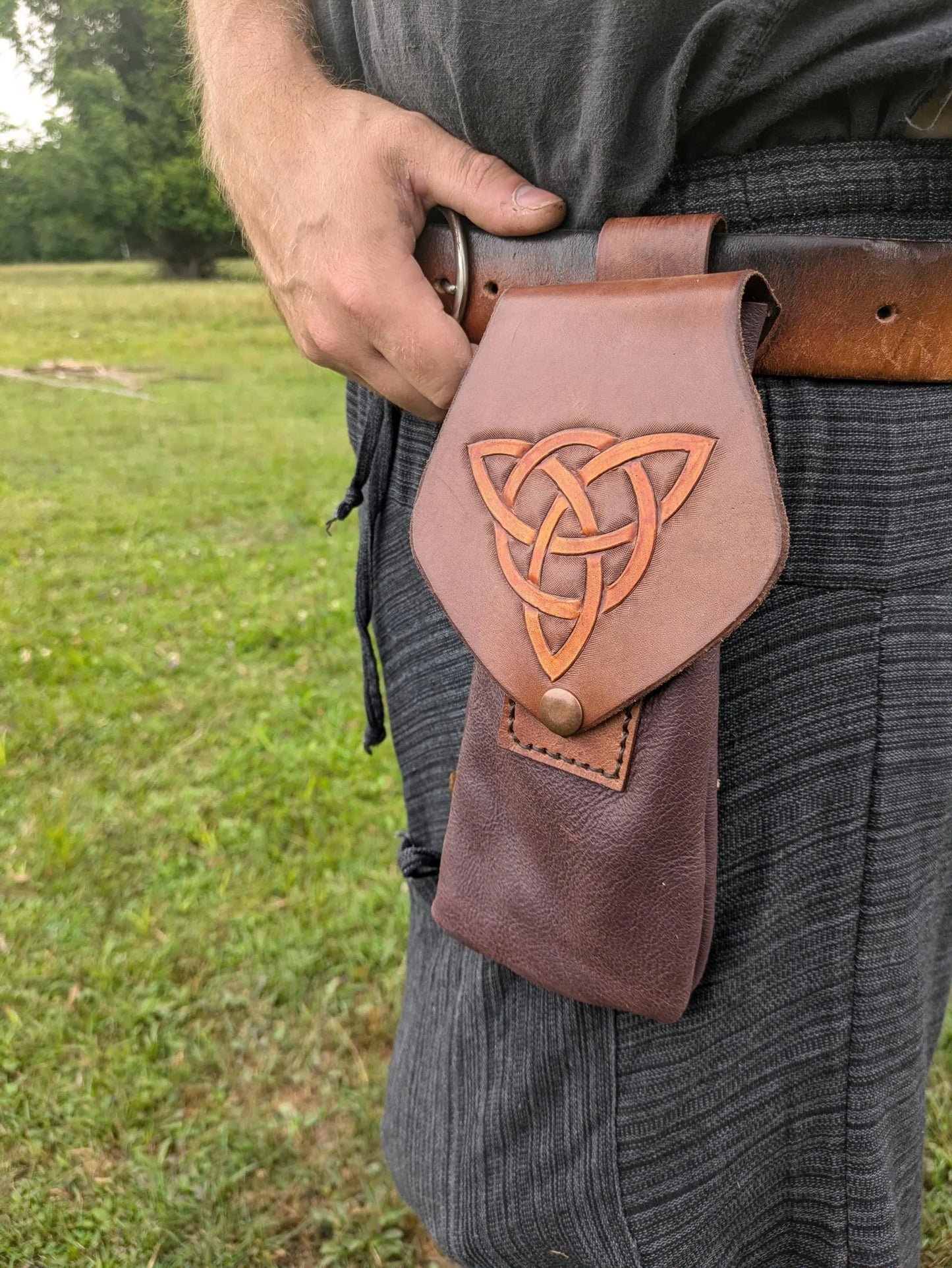Celtic Triple Knot - Long Leather Belt Bag