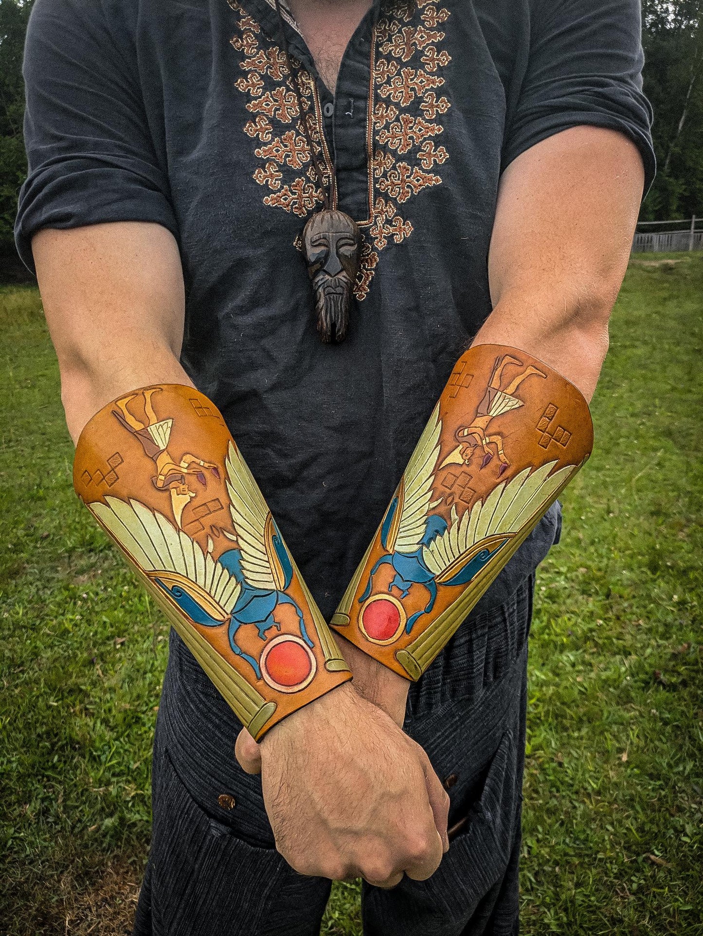Pharaoh's Guard Leather Bracers - Arm Guards