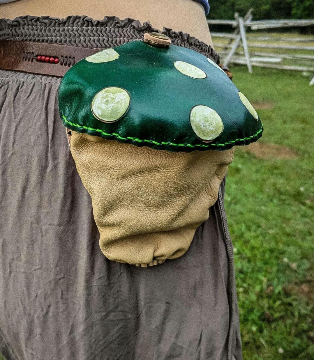 Mushroom Companion - Small Leather Belt Bag
