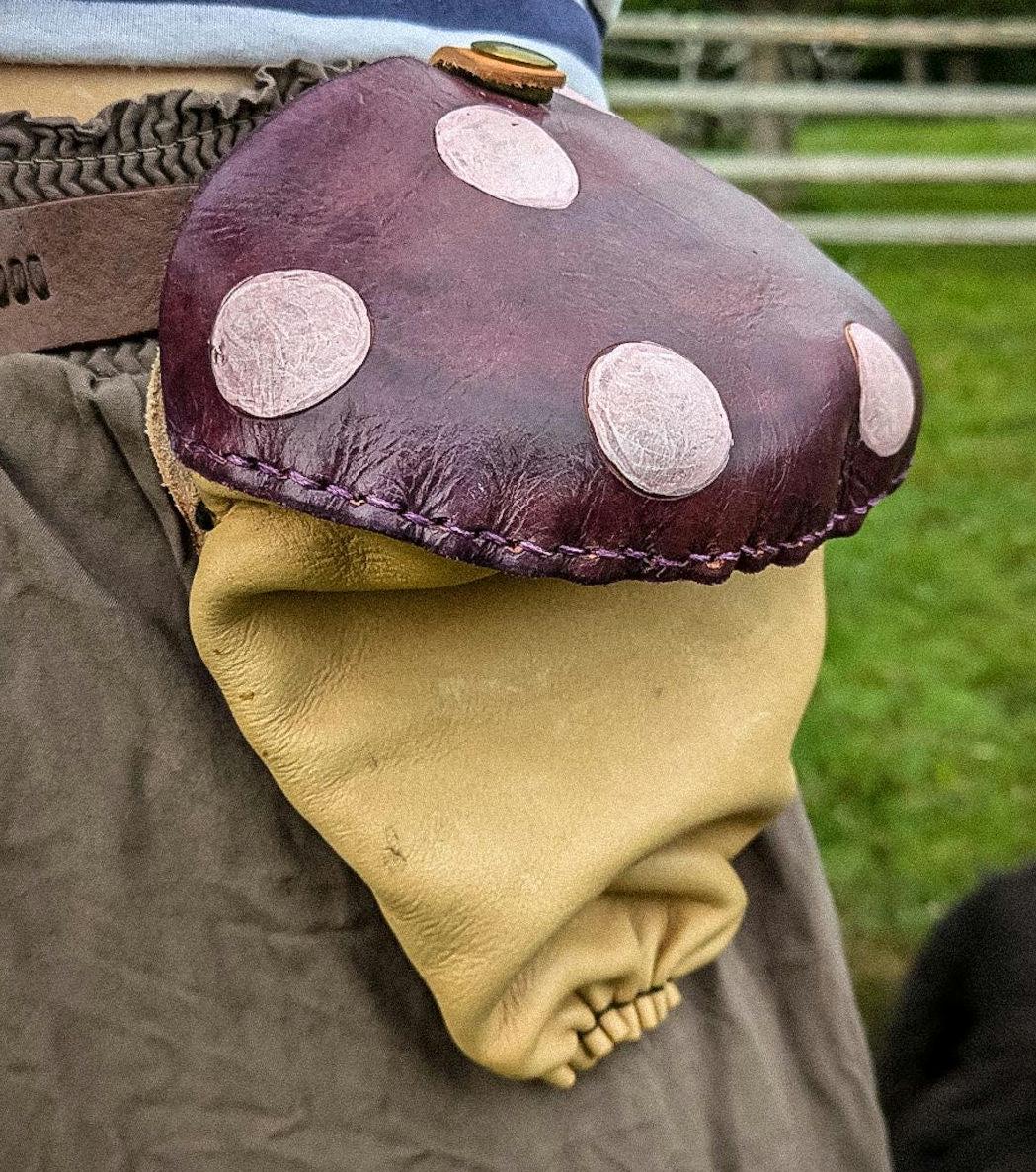 Mushroom Companion - Small Leather Belt Bag