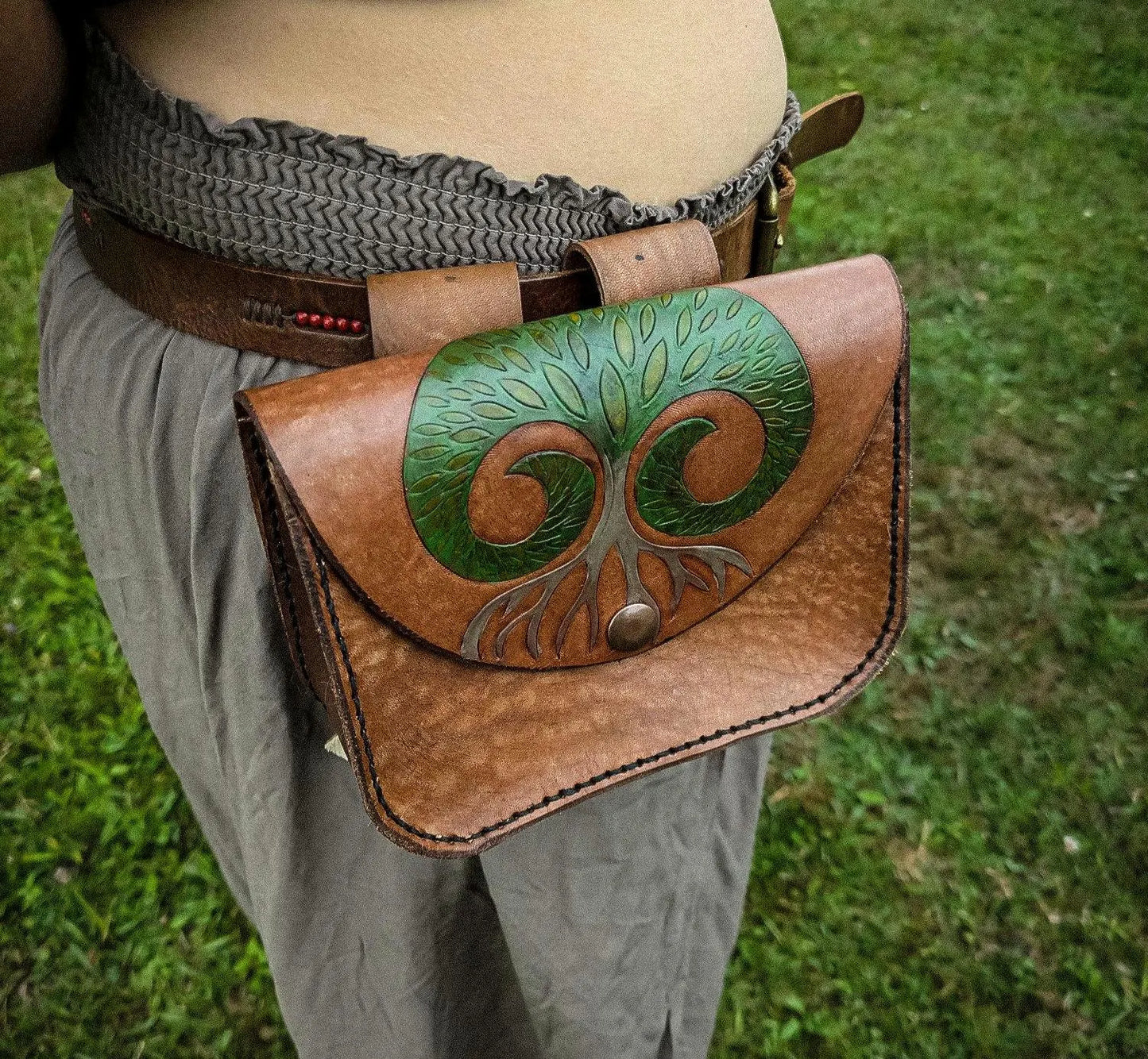 Tree of Life - Leather Belt Bag