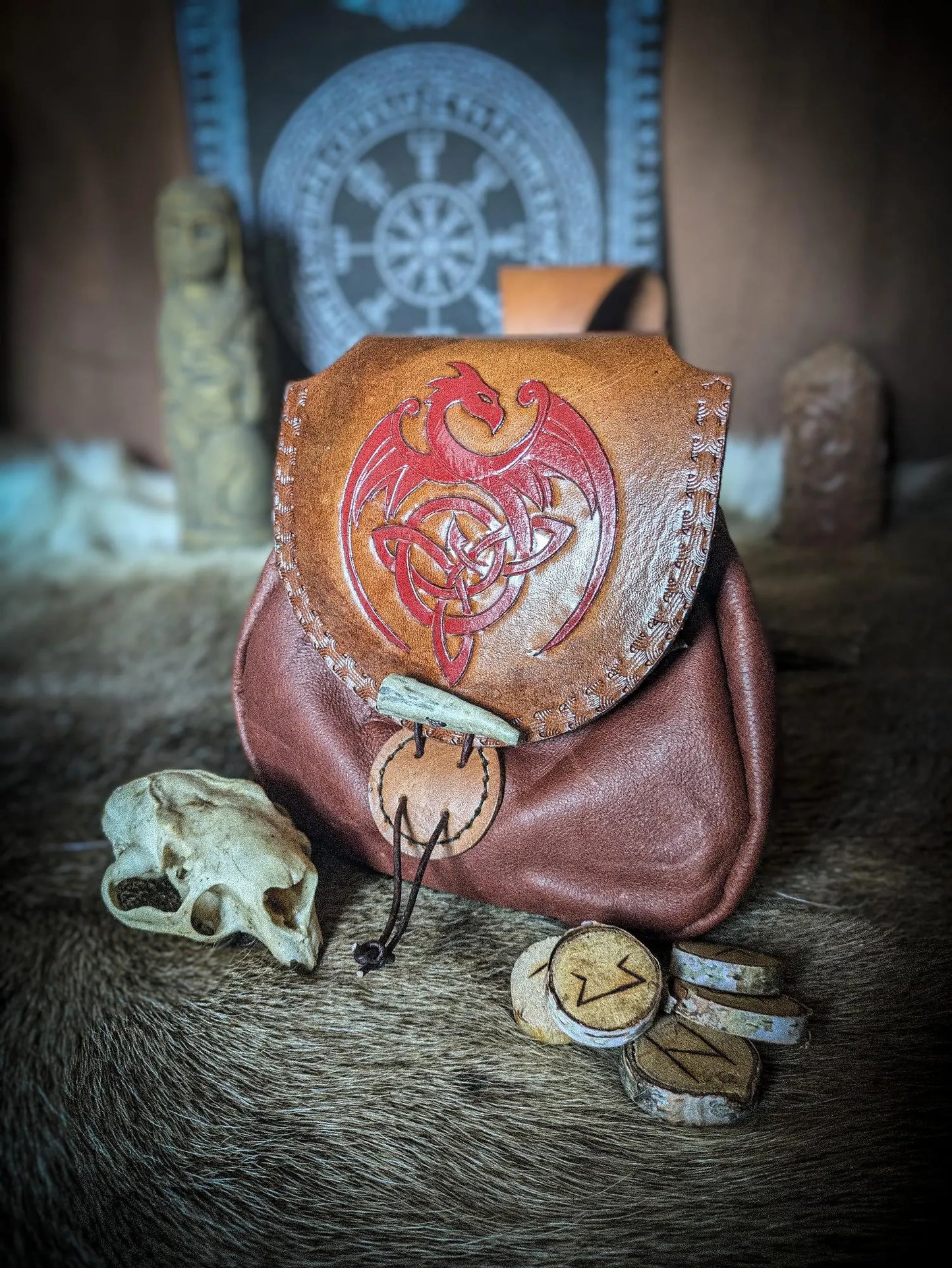 Celtic Dragon - Leather Belt Bag