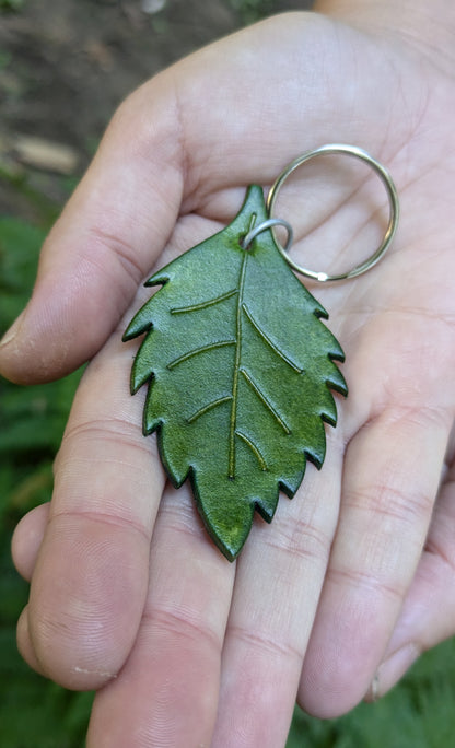 Leather Leaf Keychain