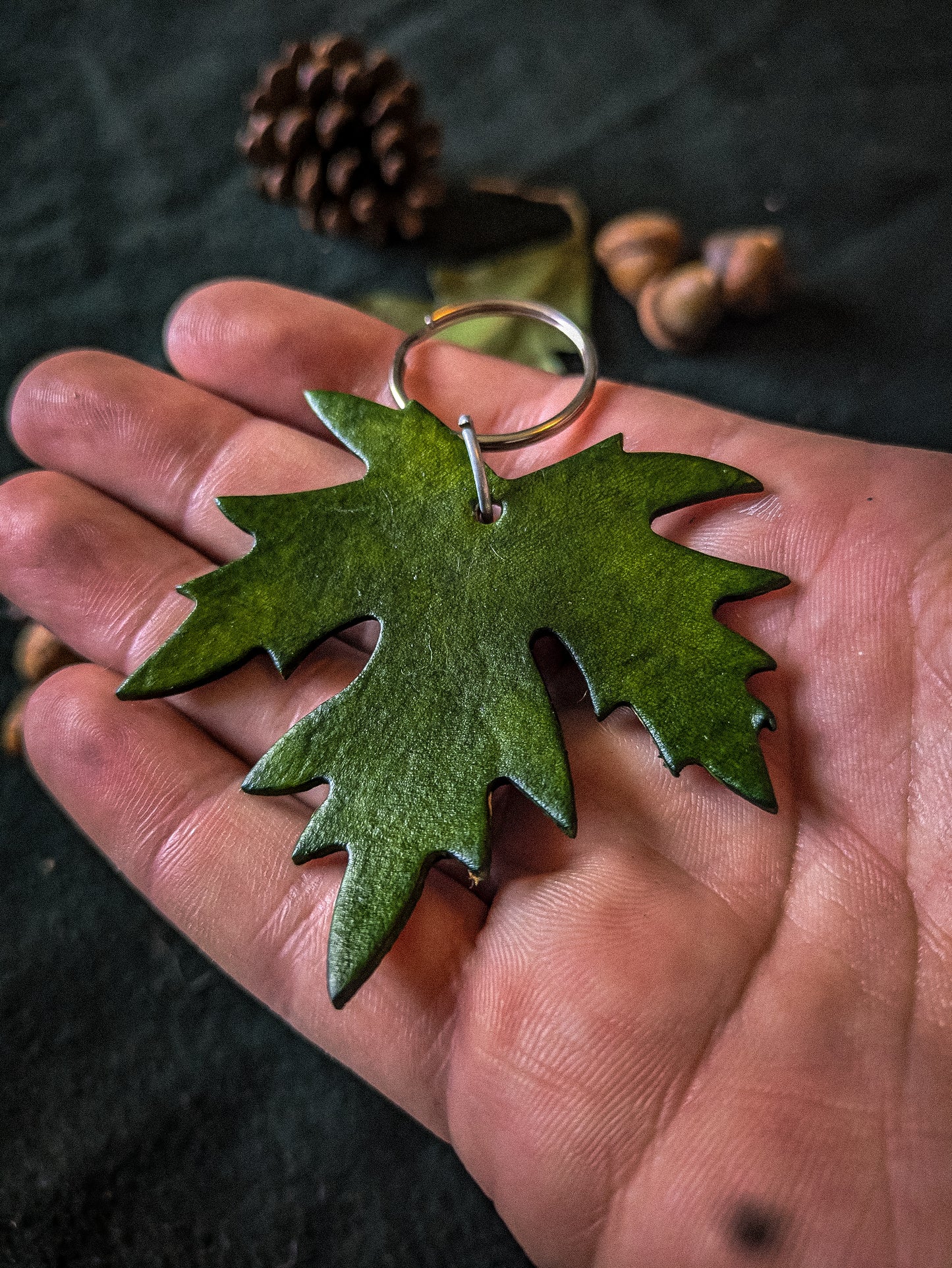 Leather Leaf Keychain