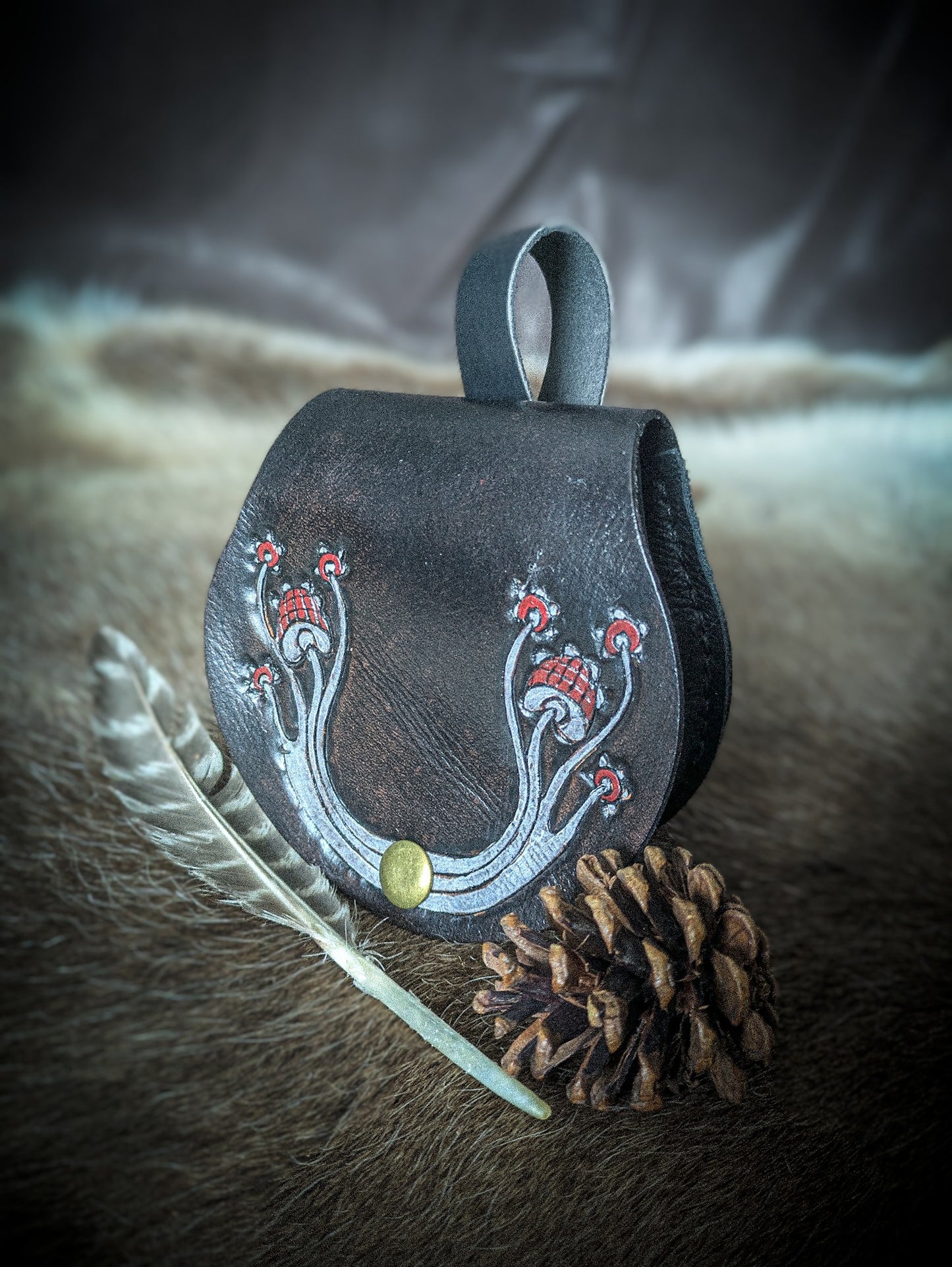 Amanita Mushrooms - Small Leather Belt Bag