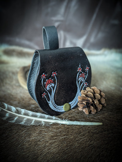 Amanita Mushrooms - Small Leather Belt Bag