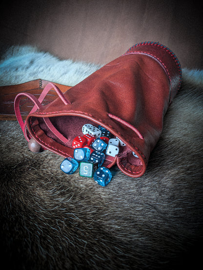 Leather Dice Bag - Pouch and Cup Combination for Games