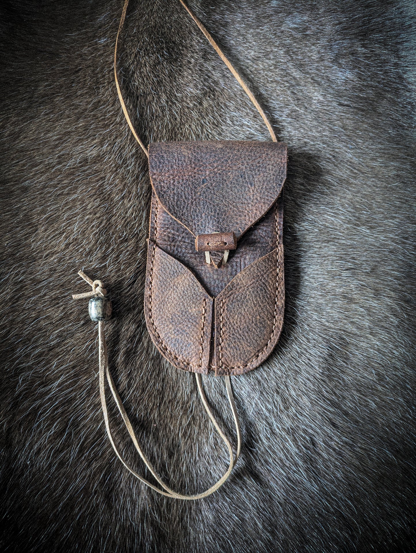 Bushcraft Neck Pouch - Wearable Leather Trail Bag